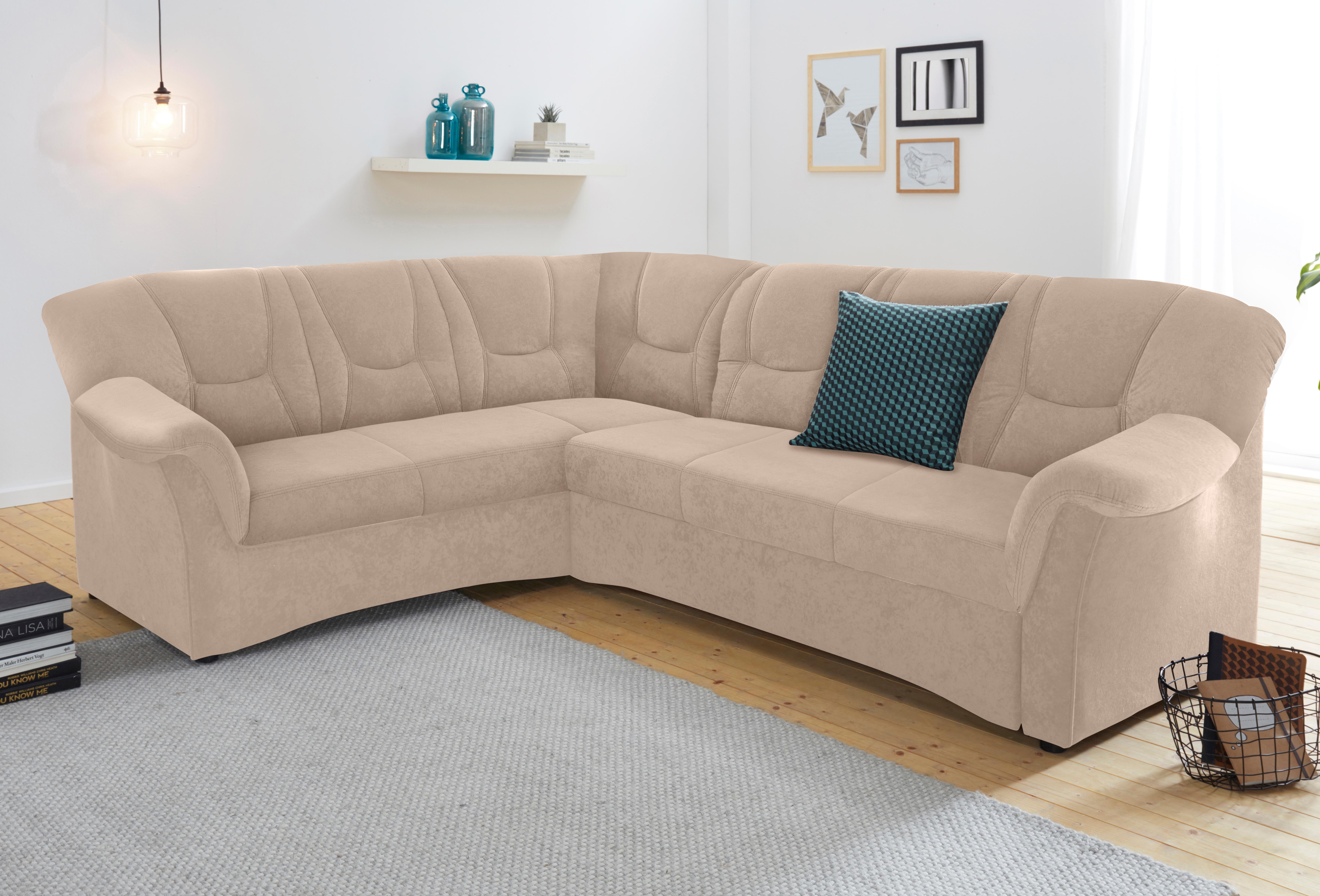 DOMO collection 1100000002199 "SARAFINA 240x190 cm, auch mit Federkern für mehr Sitzkomfort" whlw. mit Bettfunktion, elegantes Design, L-Form