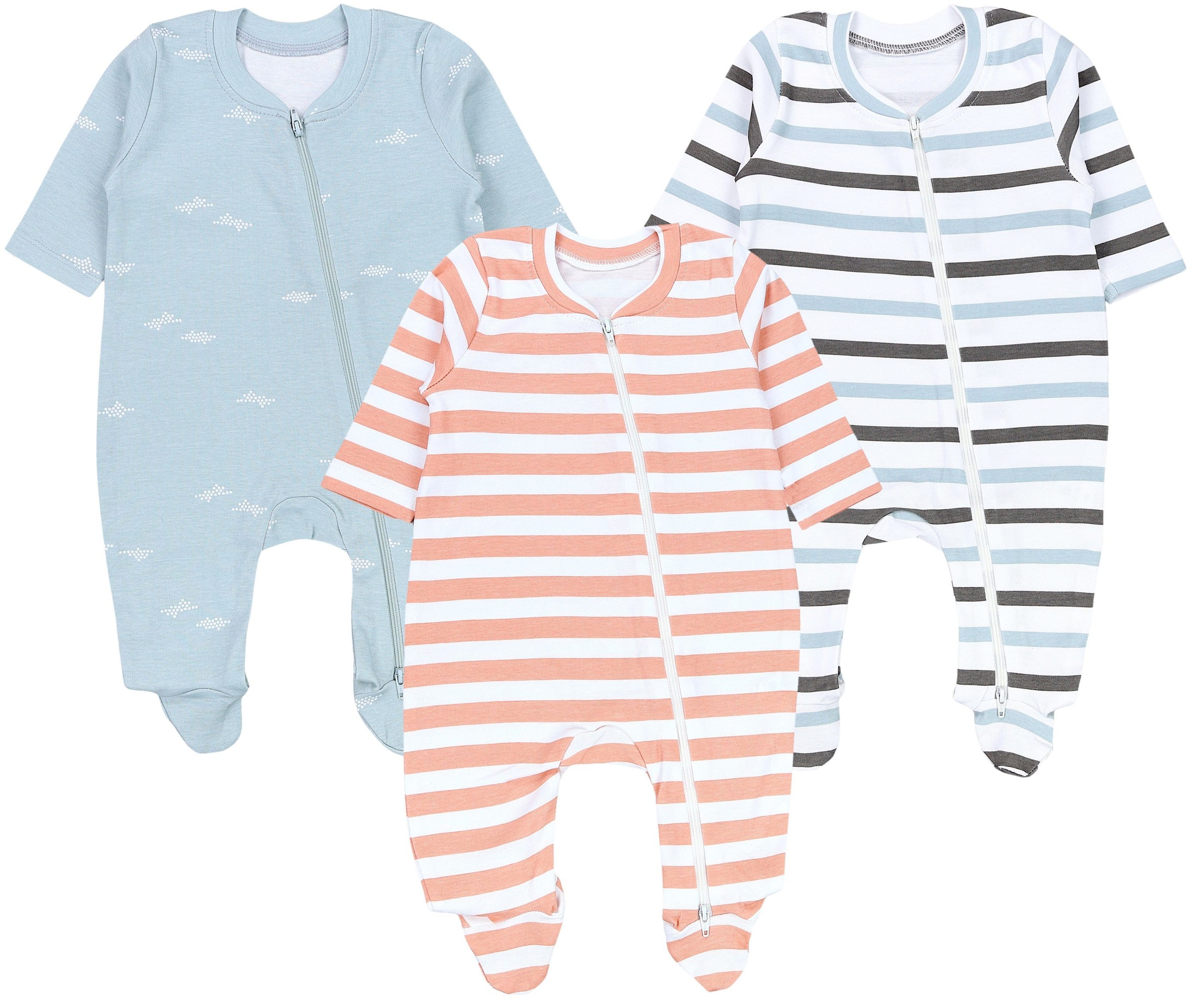 TupTam Schlafanzug "Schlafstrampler Baby Unisex Schlafstrampler mit Fuß 3er Pack"
