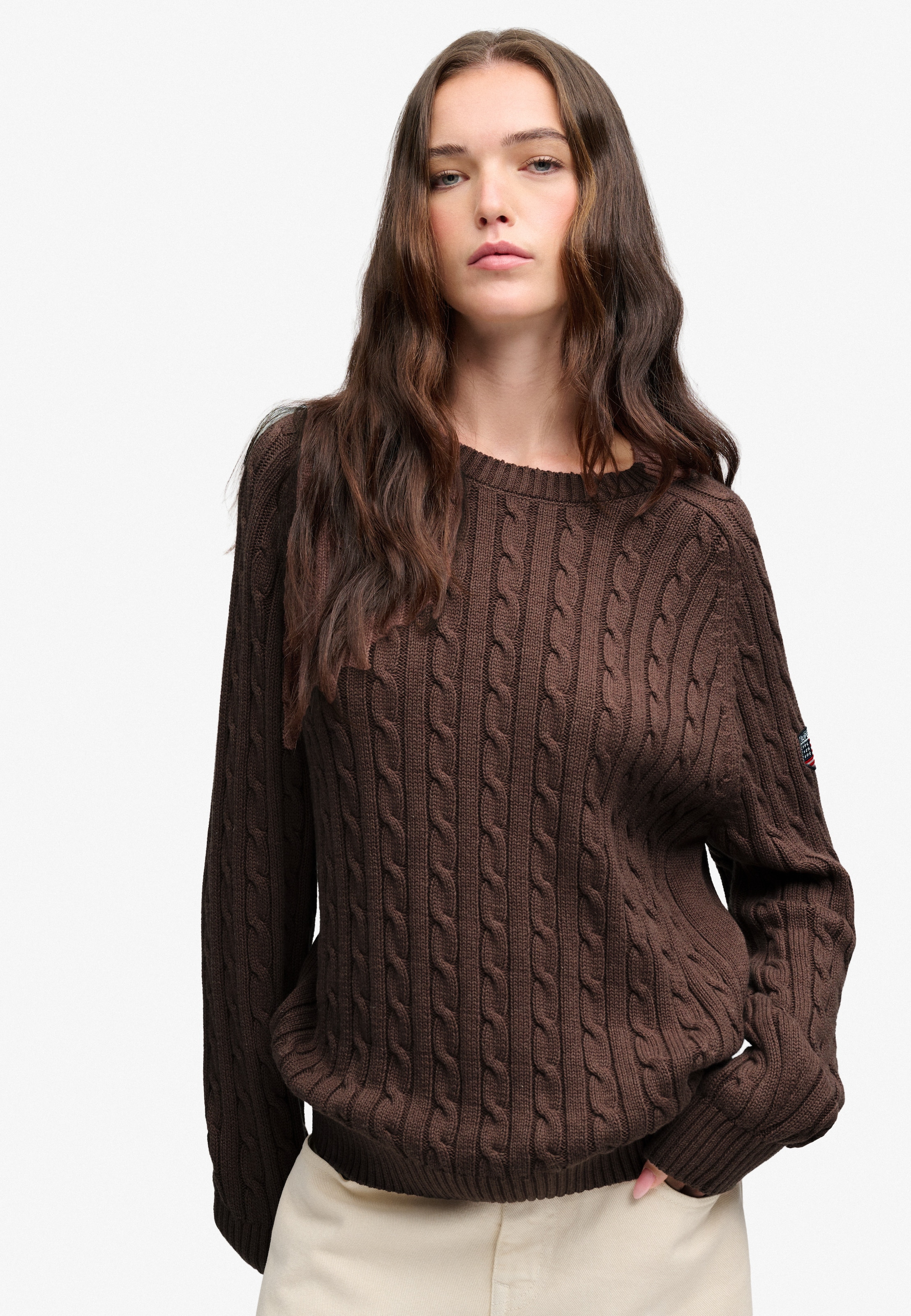 Superdry Strickpullover »SLOUCHY CABLE KNIT« Baumwolle, loose fit
