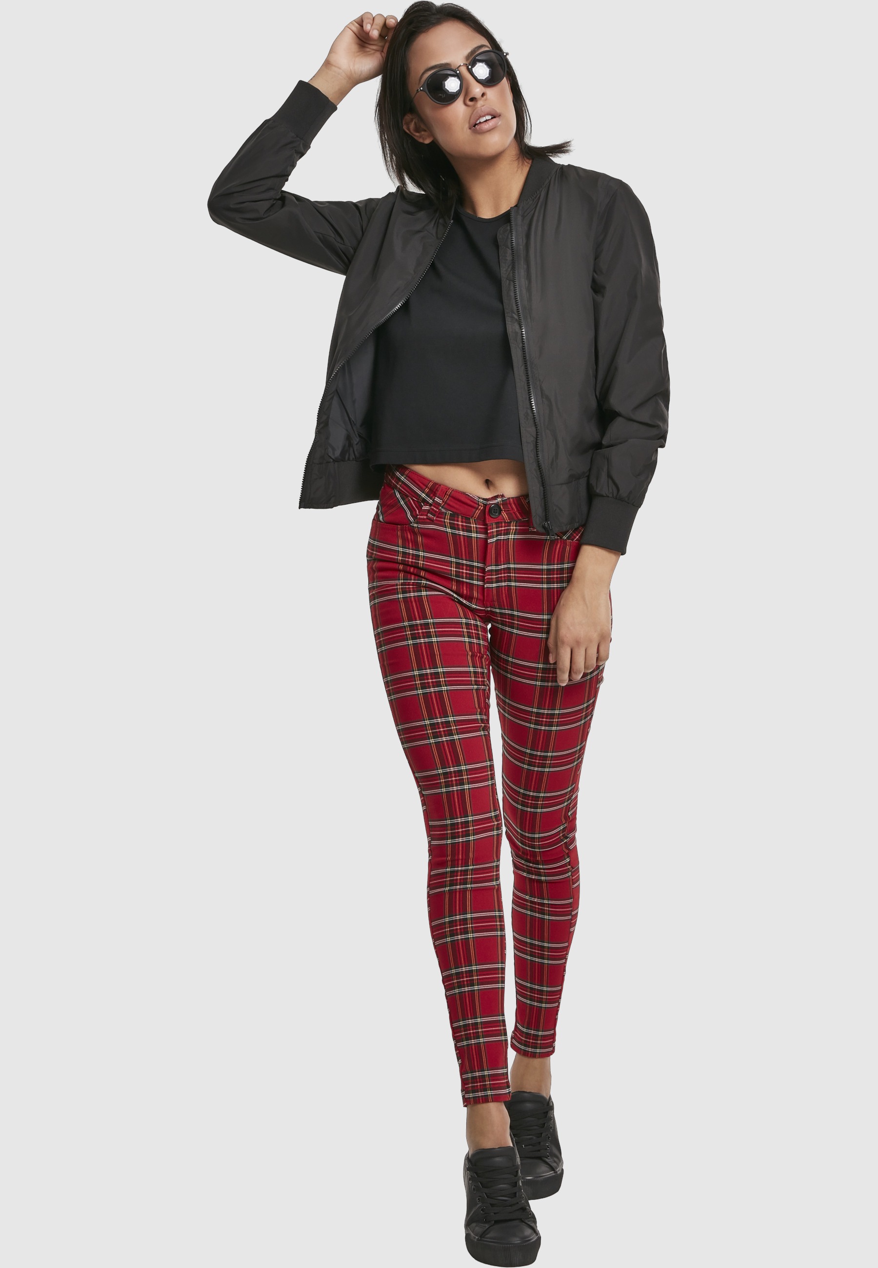 URBAN CLASSICS Stoffhose »Urban Classics Damen Ladies Skinny Tartan Pants«