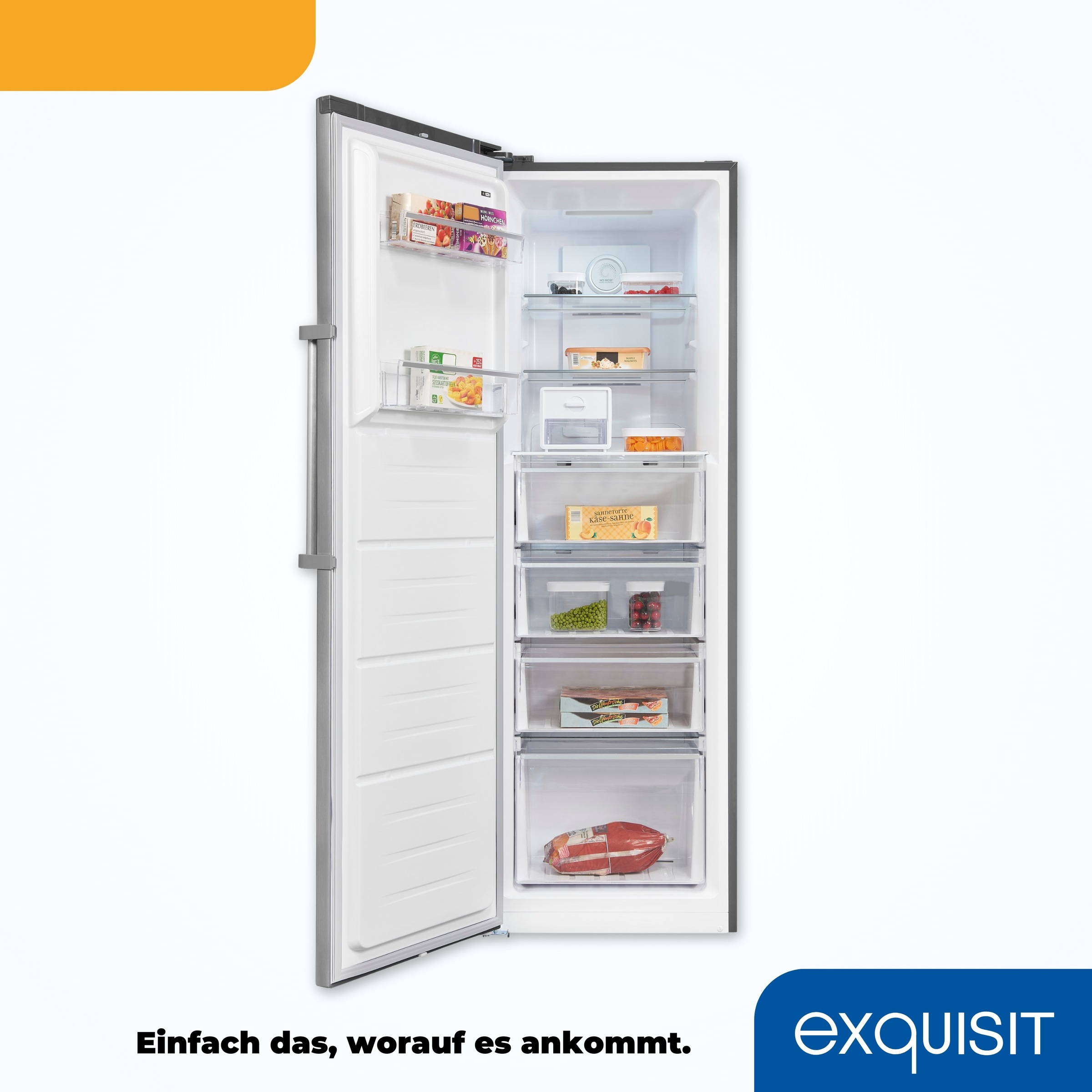 exquisit Gefrierschrank »GS295--H-040E inoxlook«, 185 cm hoch, 60 cm breit, Türanschlag wechselbar