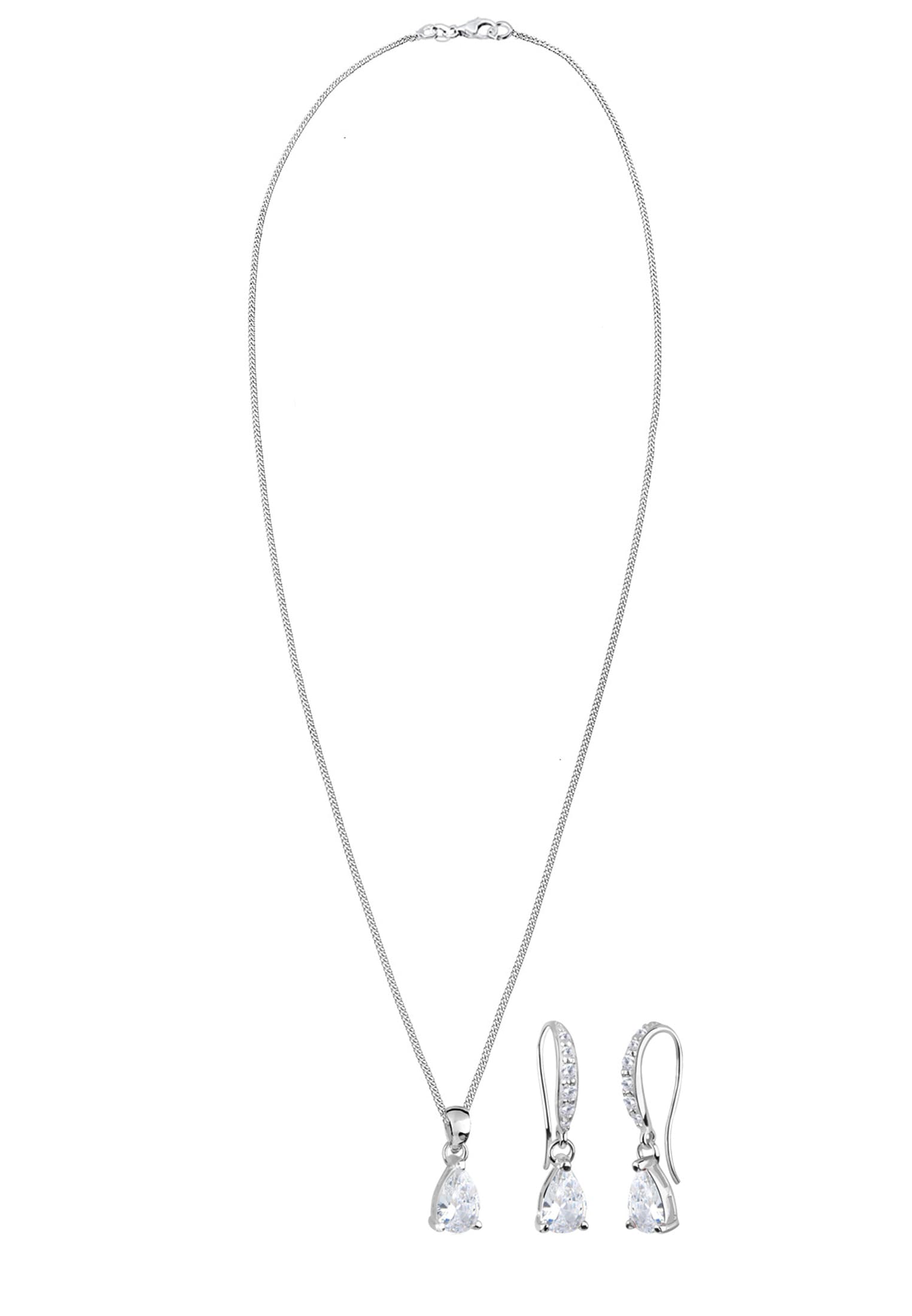 Elli Schmuckset »Ohrhänger Anhänger mit Zirkonia Tropfen aus 925 Sterling Silber«