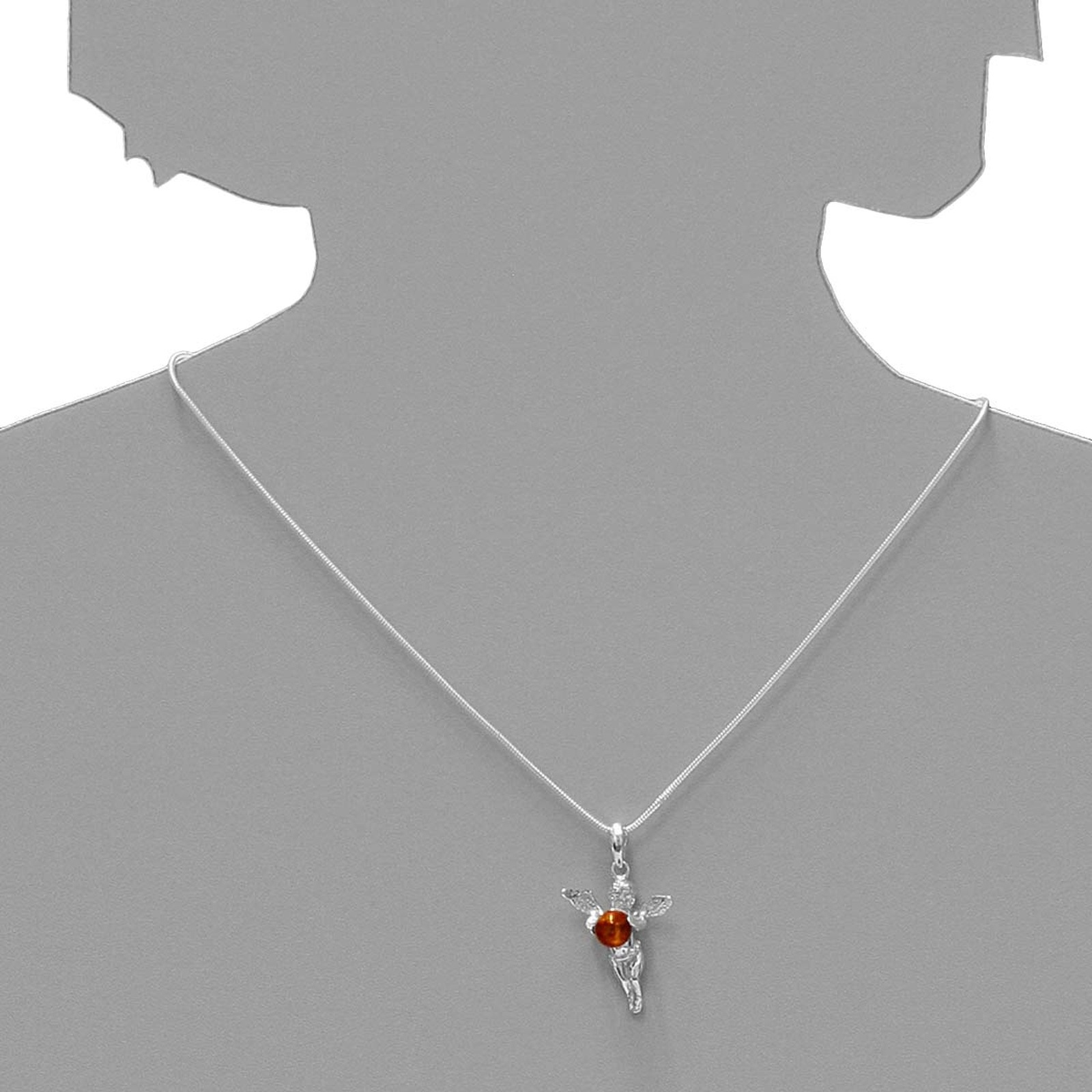 Kette mit Anhänger OSTSEE-SCHMUCK "- Elfe - Silber 925/000 - Bernstein" Gr. 42, silber (silber 925, silberfarben, weiß), Schmuck_Sets, Damen, 42, Silber 925 (Sterlingsilber) 2