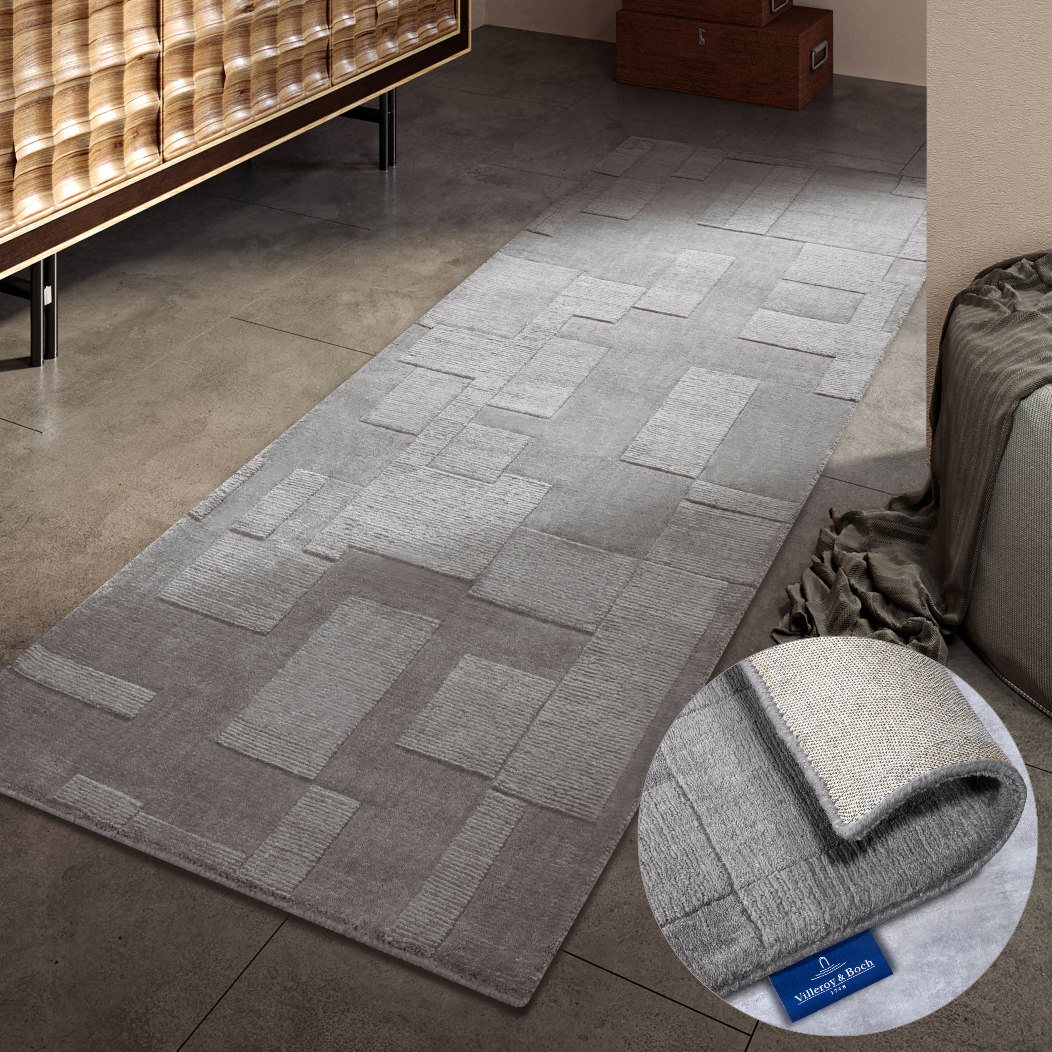 Villeroy & Boch "Wilhelmine" rechteckig 10 mm Höhe Läufer, handgewebt, Wolle, Natur, Wohnzimmer, Geometrie, Boho