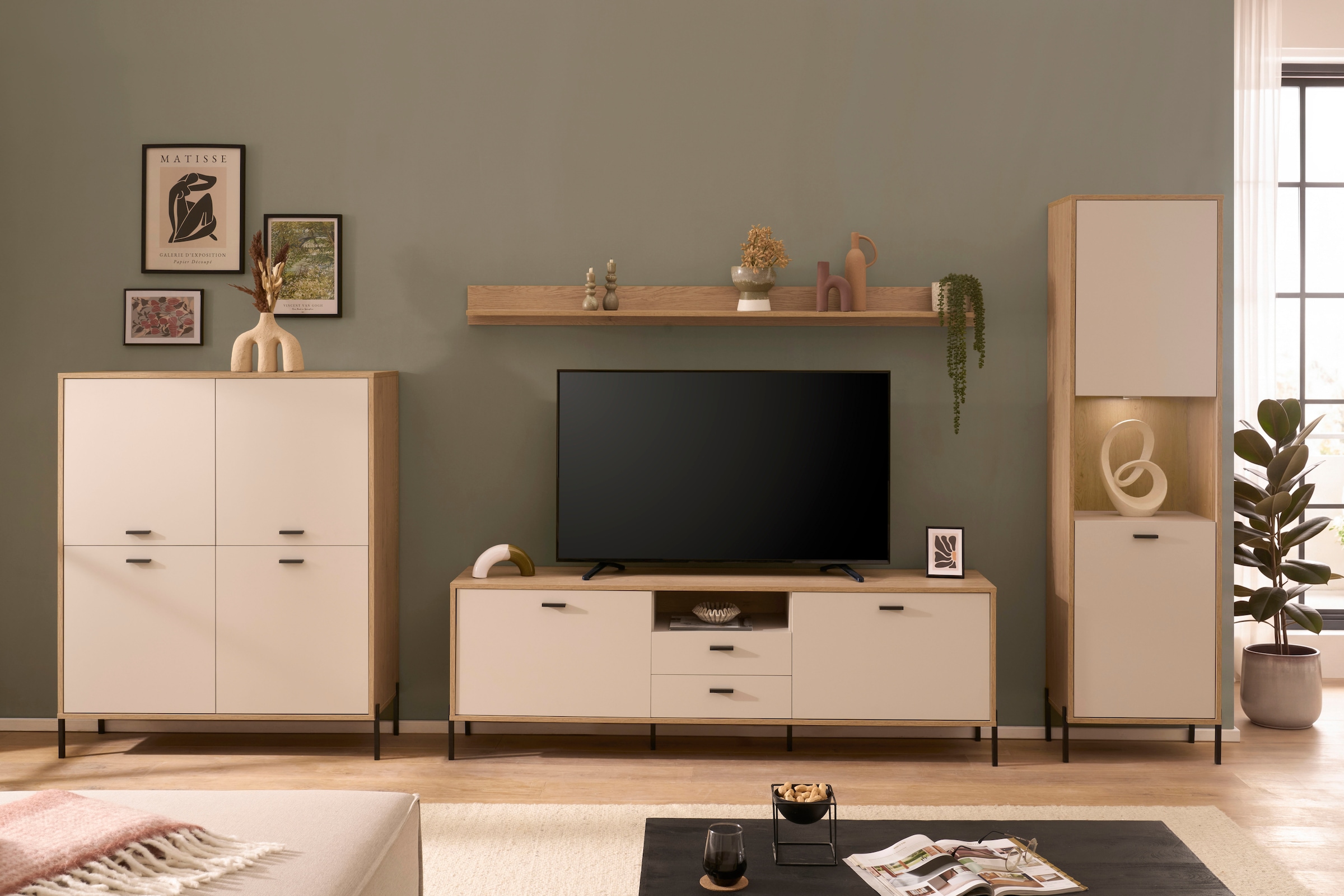Home affaire Wohnwand »Fredericia, moderne Anbauwand, Komplettset in Kaschmir« Set, 4 Stk. tlg.