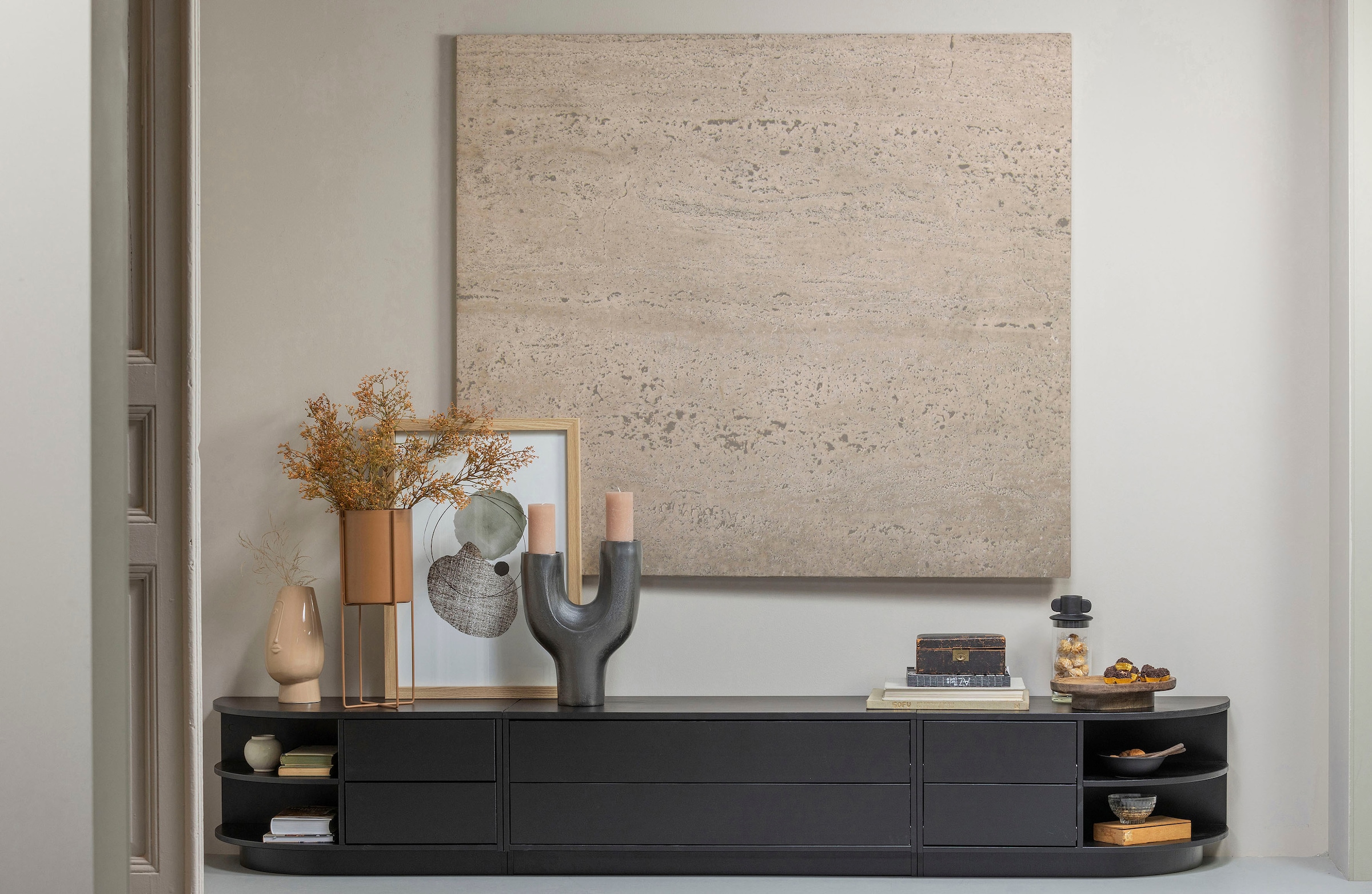 WOOOD Lowboard »Finca, Kommode mit abgerundeten Abschlussregal«, mit modernem Push-to-Open-System, Breite 78 cm