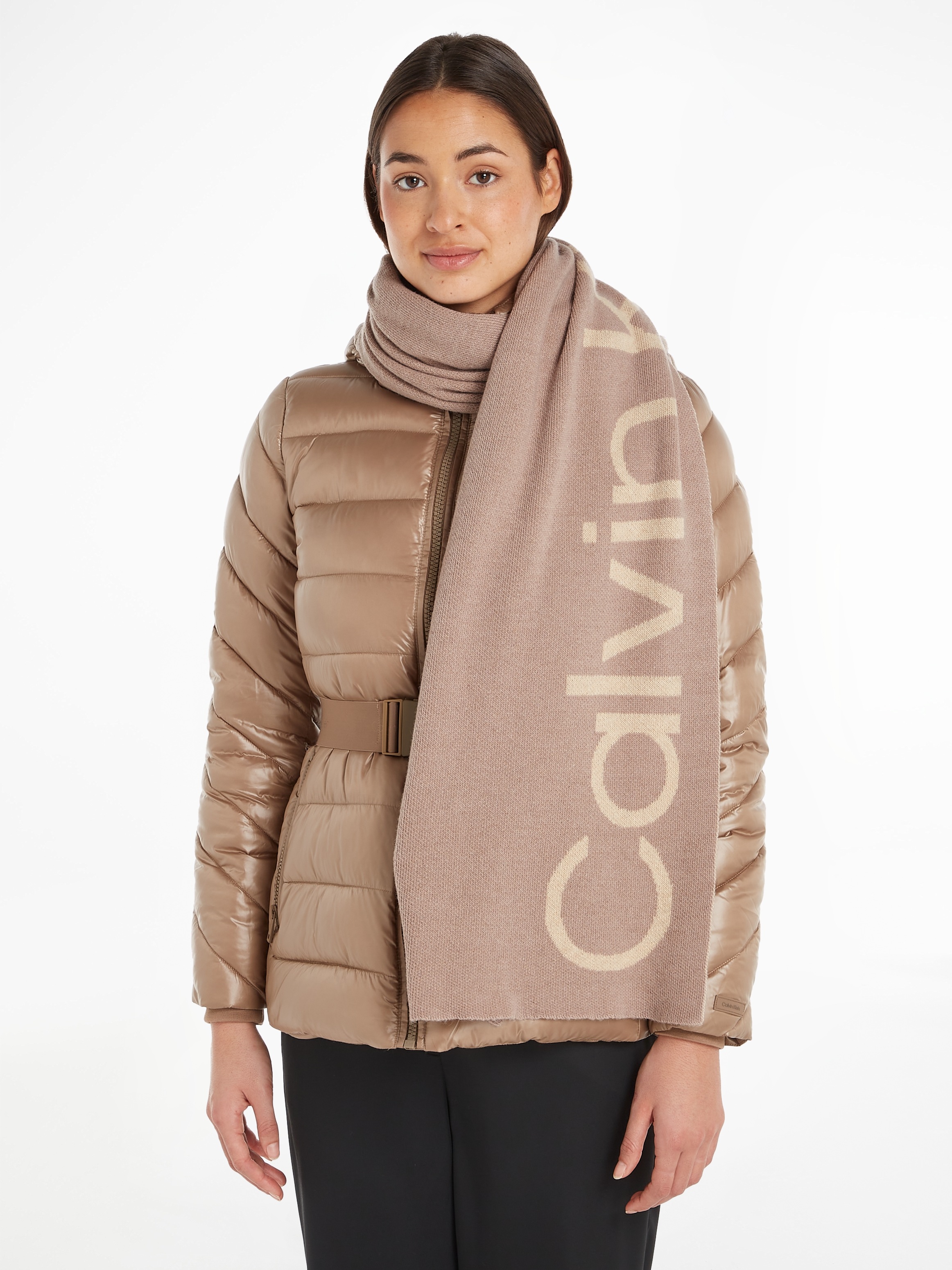 Calvin Klein Strickschal »LOGO BAUR großem | online REVERSO SCARF mit 40X180«, Logoschriftzug TONAL bestellen