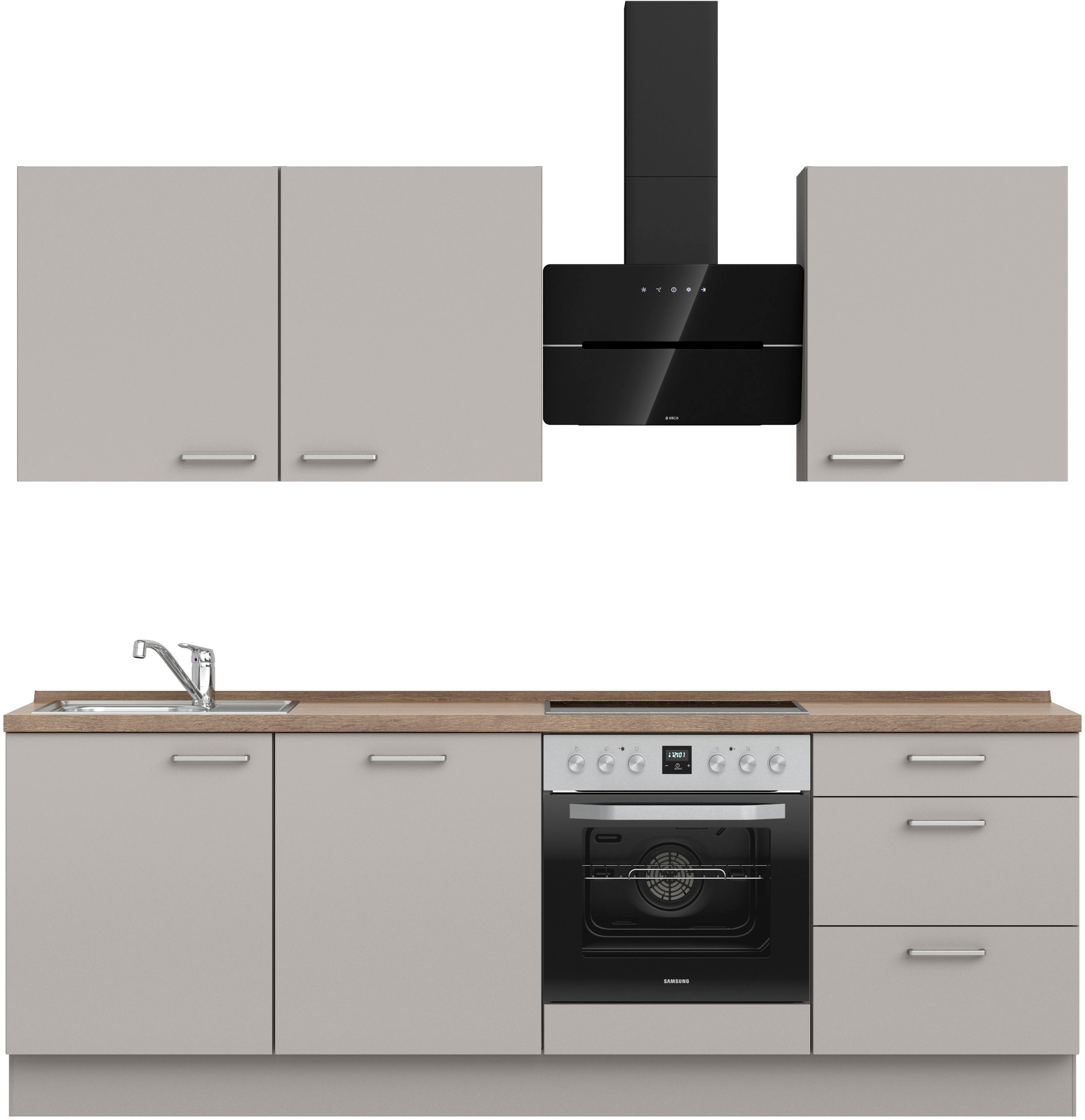 nobilia Küchenzeile ""Touch II", NEU: individuell anpassbar mit gratis Profi-Beratung" vormontiert, Breite 240 cm, Ausrichtung wählbar, wahlw. mit E-Geräten