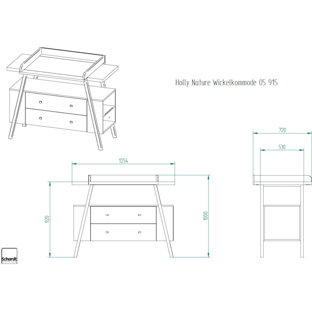 Schardt Babymöbel-Set »Holly Nature«, (Spar-Set, 2 St., Kinderbett, Wickelkommode)