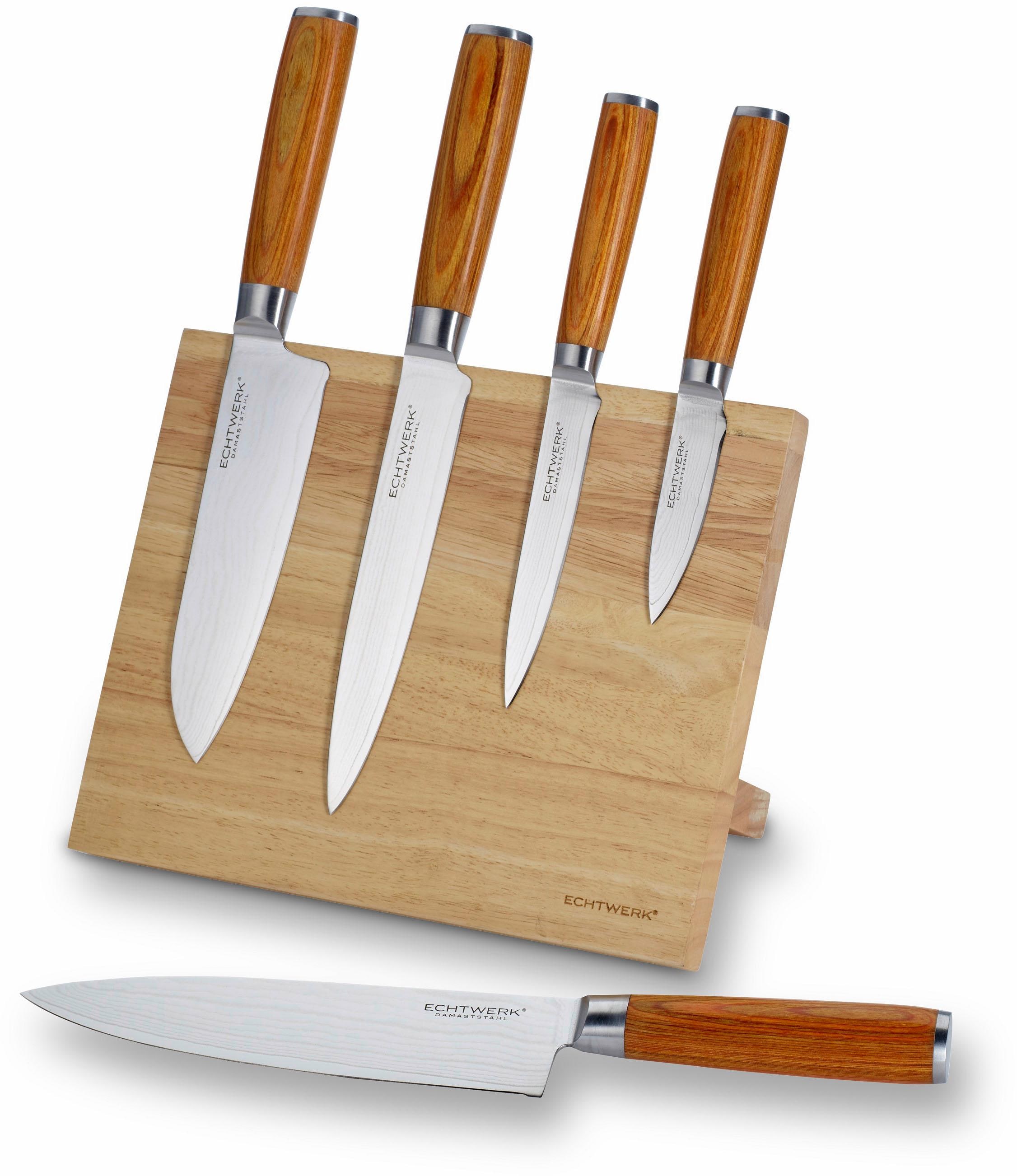 ECHTWERK Magnet-Messerblock »Damaszener« 6 incl. Damaszener Messer-Set mit Holzgriffen in natürlicher Optik