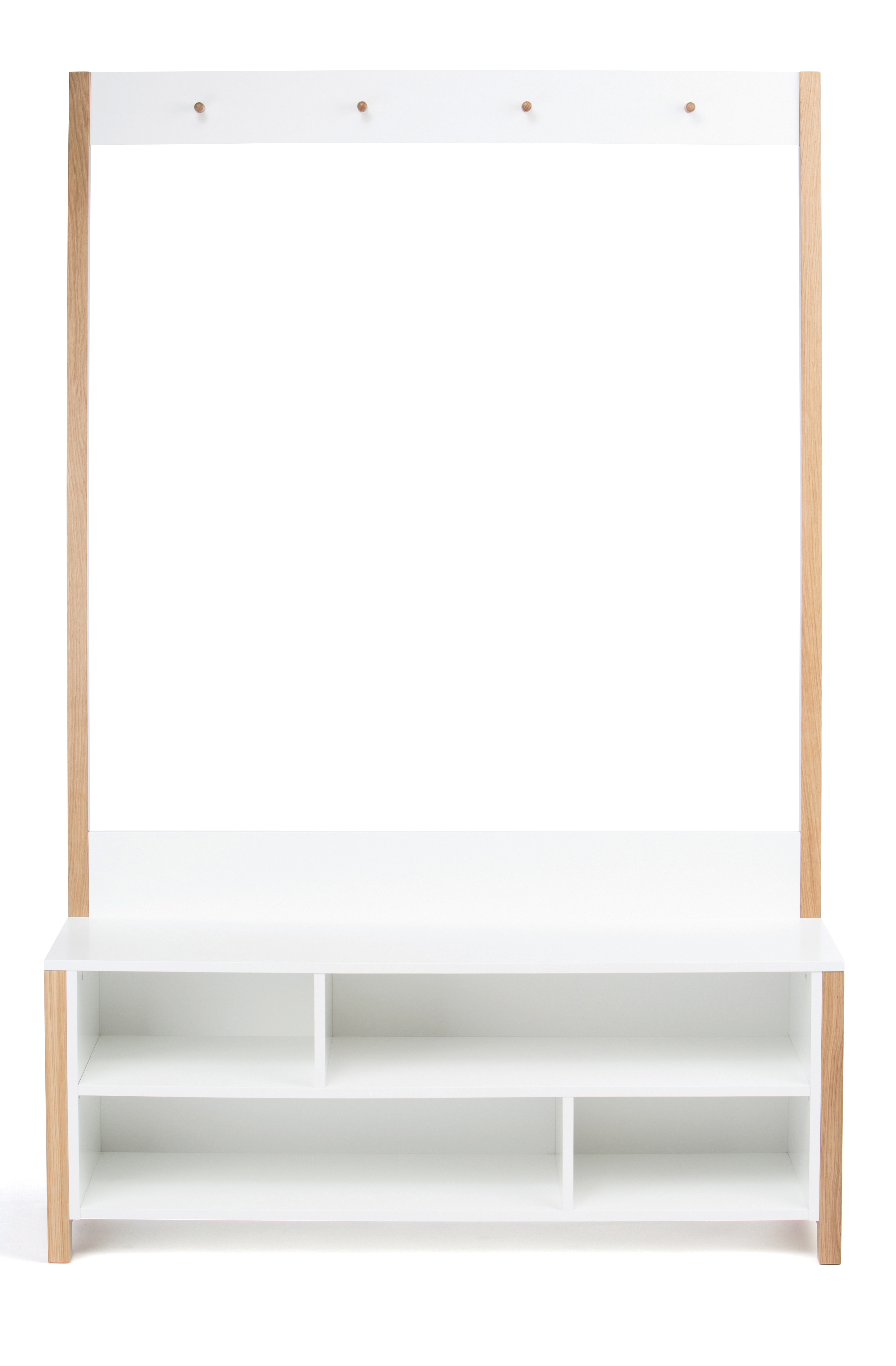 Garderobenständer ANDAS, B:120cm H:182cm T:35cm, weiß, Massivholz, Schlafzimmer, Garderobenständer, im skandinavian Design, FSC-zertifiziert