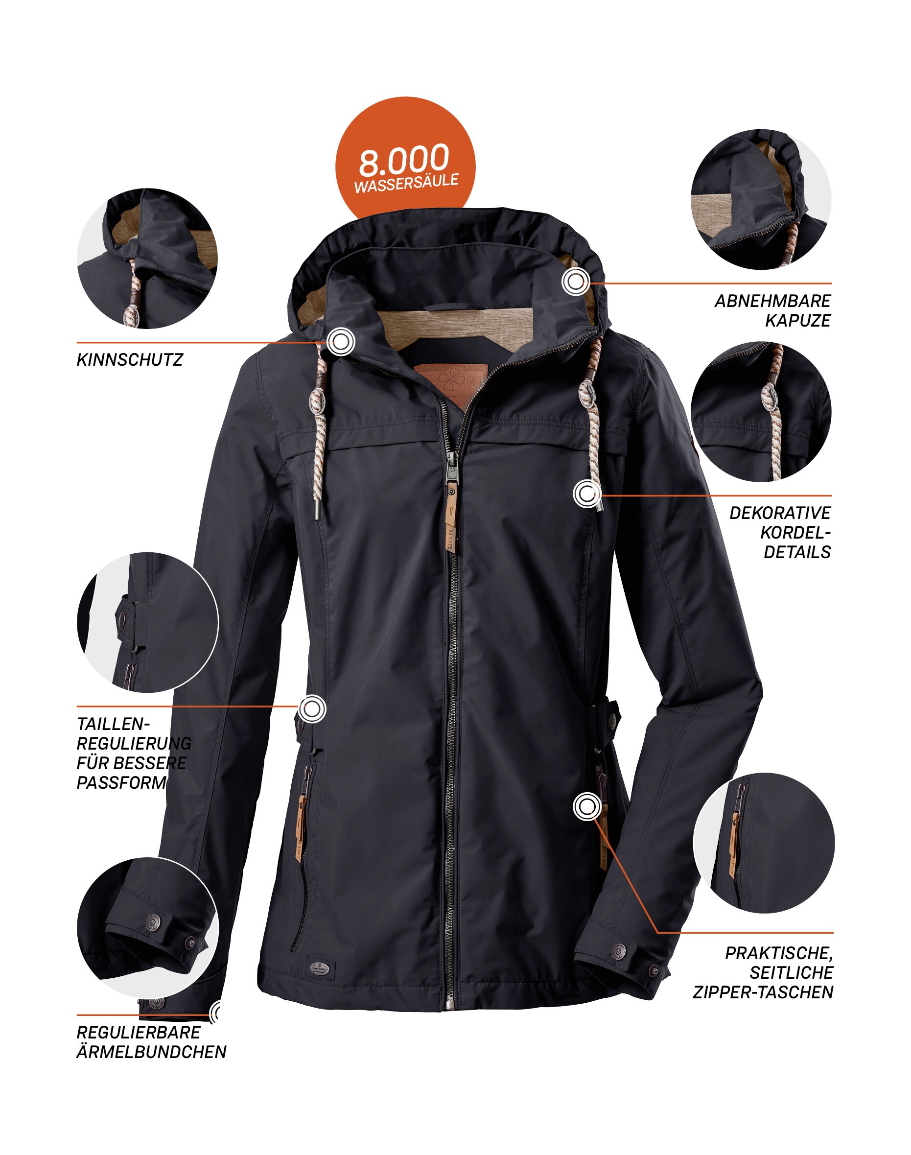 G.I.G.A. DX by killtec Funktionsjacke »Jamil WMN JCKT A«, Damenjacke: abnehmbare Kapuze, 8.000 mm Wassersäule