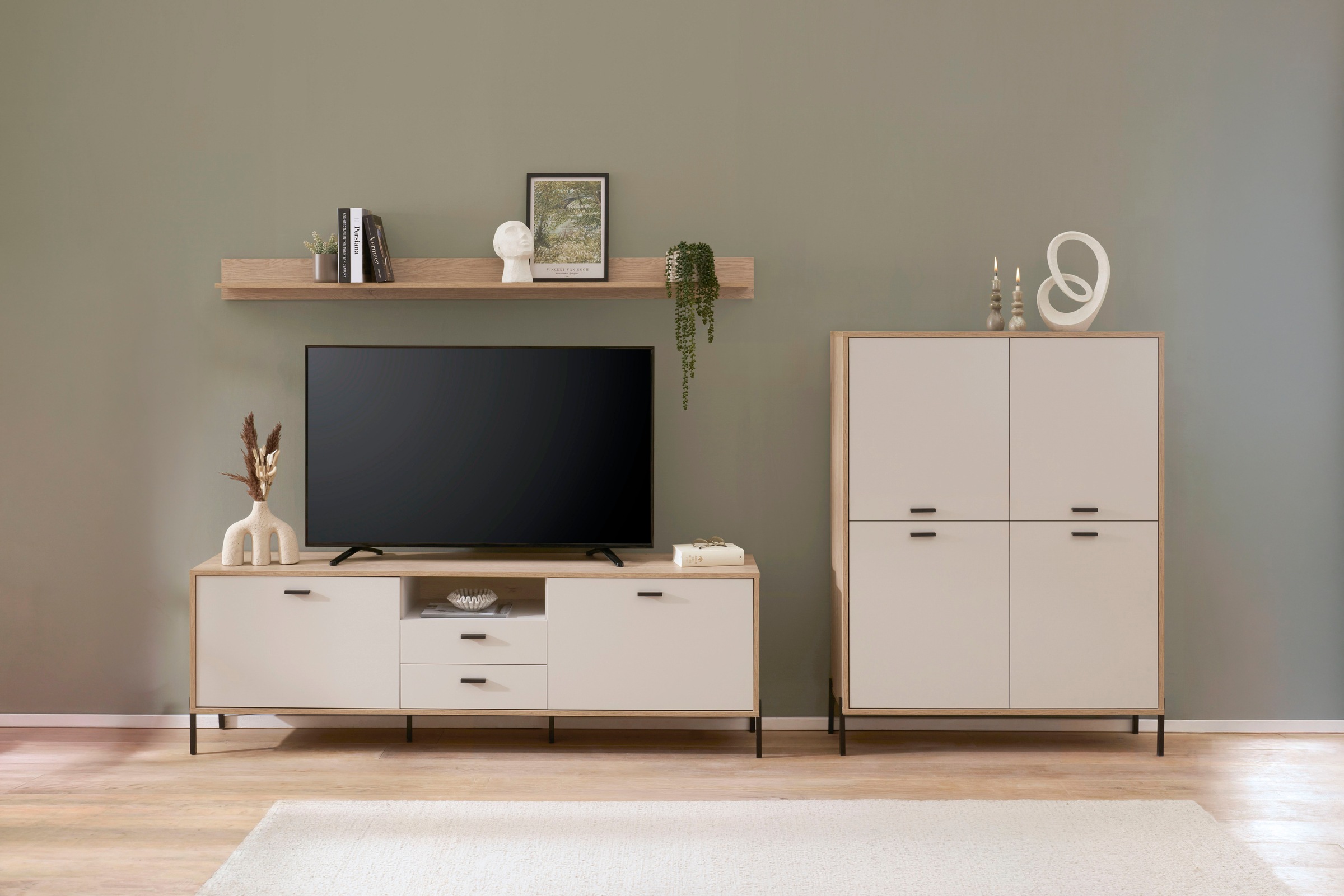 Home affaire Wohnwand "Fredericia, moderne Anbauwand, Komplettset in Kaschmir" Set, 3 Stk. tlg.