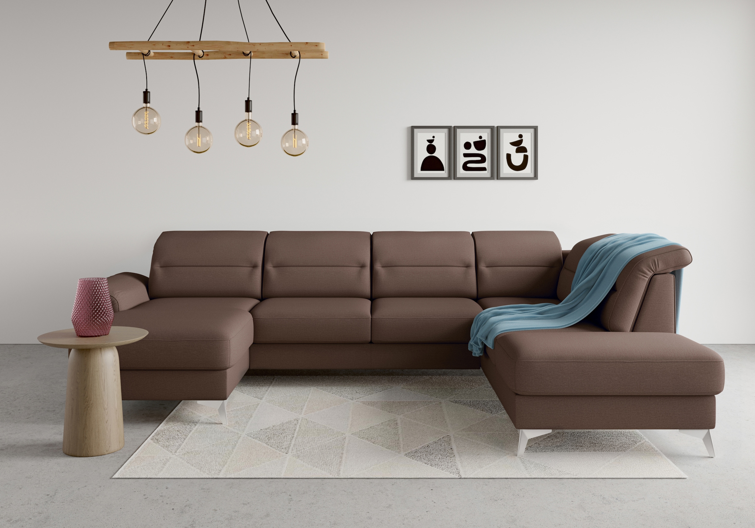 Wohnlandschaft SIT & MORE "Sinatra U-Form", braun (espresso), B:326cm H:85cm T:220cm, 98% Polyester, 2% Polyamid, Sofas, Wohnlandschaft, optional mit Kopfteilverstellung und Armteilfunktion etc. 4