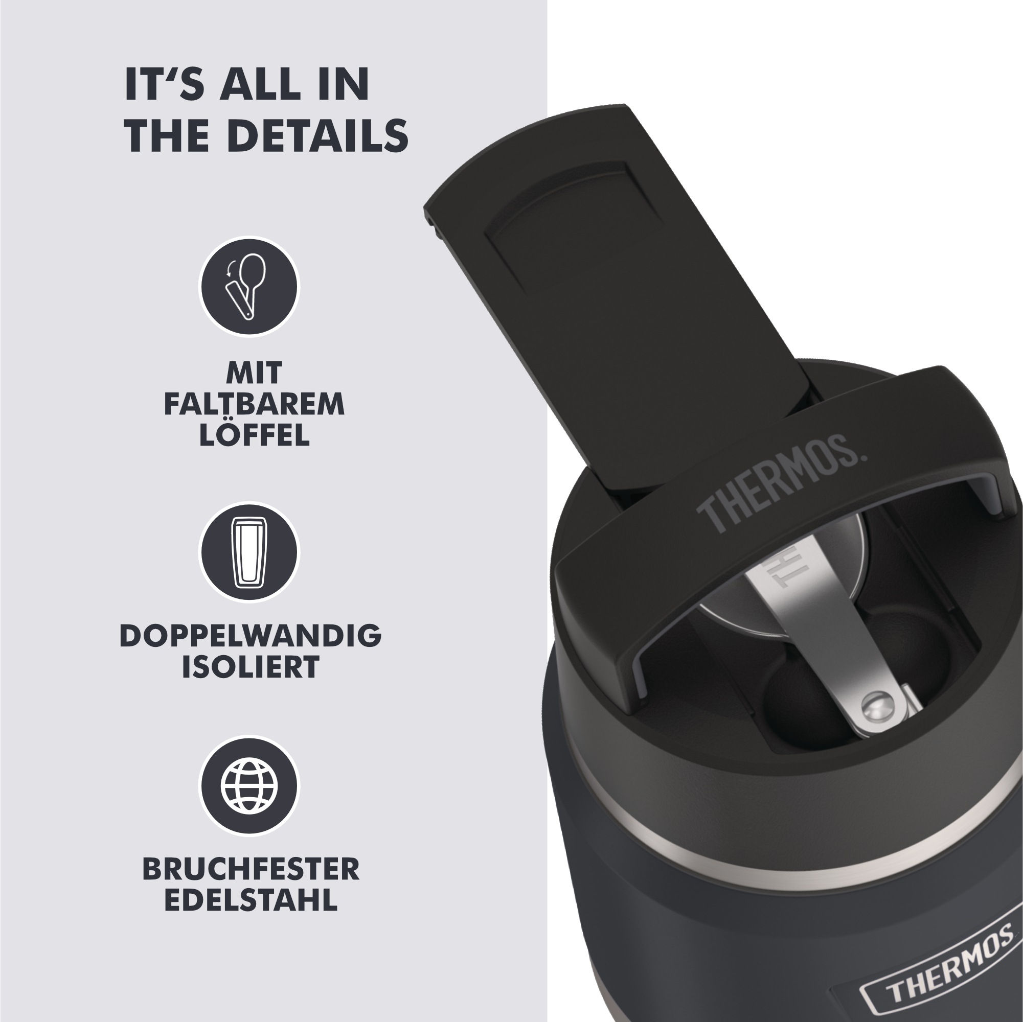 THERMOS Thermobehälter »ICON FOOD JAR, Thermobehälter für Essen, spülmaschinenfest« 0,35l, 12h heiß & 16h kalt, dicht & auslaufsicher, mit Löffel