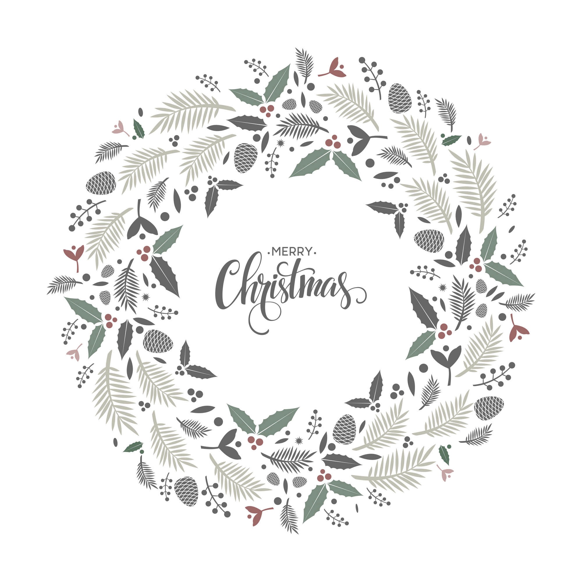 queence Dekokissen »Lavendel«, Kissenhülle,Merry Christmas,Weiß,Kranz,Weihnachten,Festlich,Dekorativ
