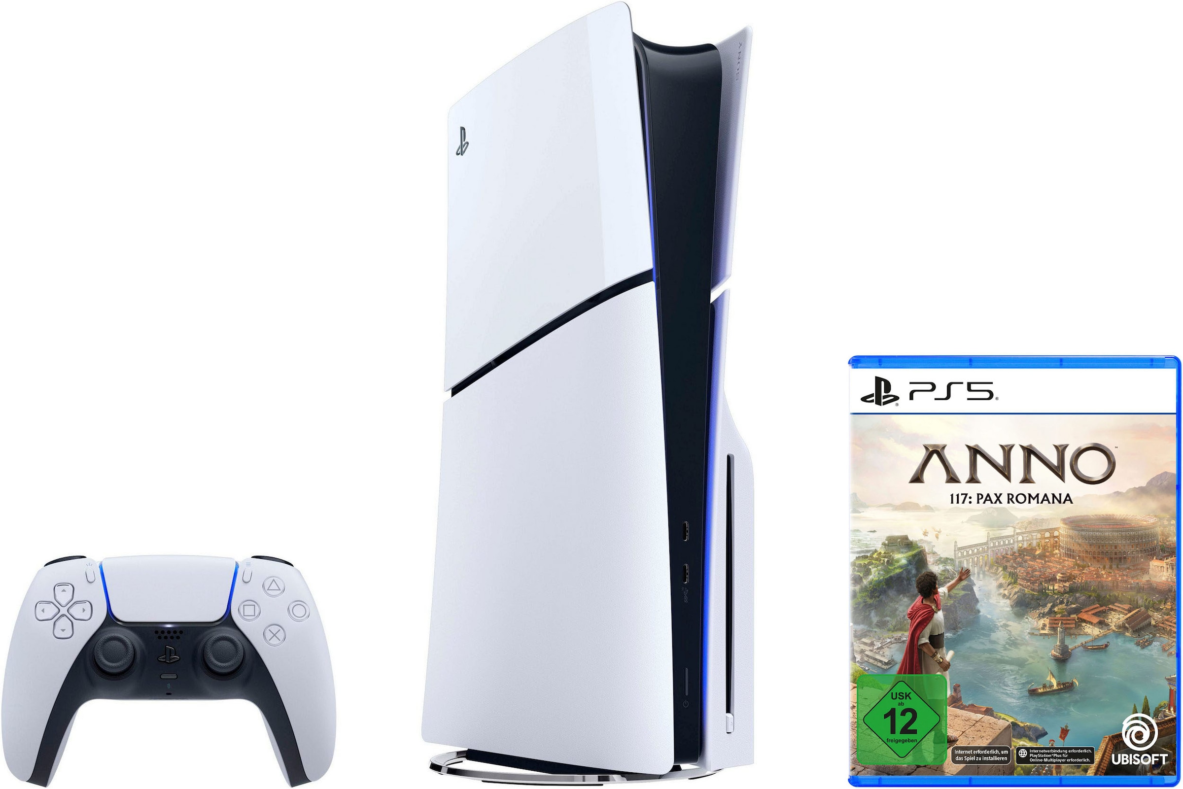 PLAYSTATION 5 Konsolen-Set "PS5 Disk Edition + Anno 117 Pax Romana", B:35,8cm H:9,6cm T:21,6cmweiß, schwarz, Spielekonsolen