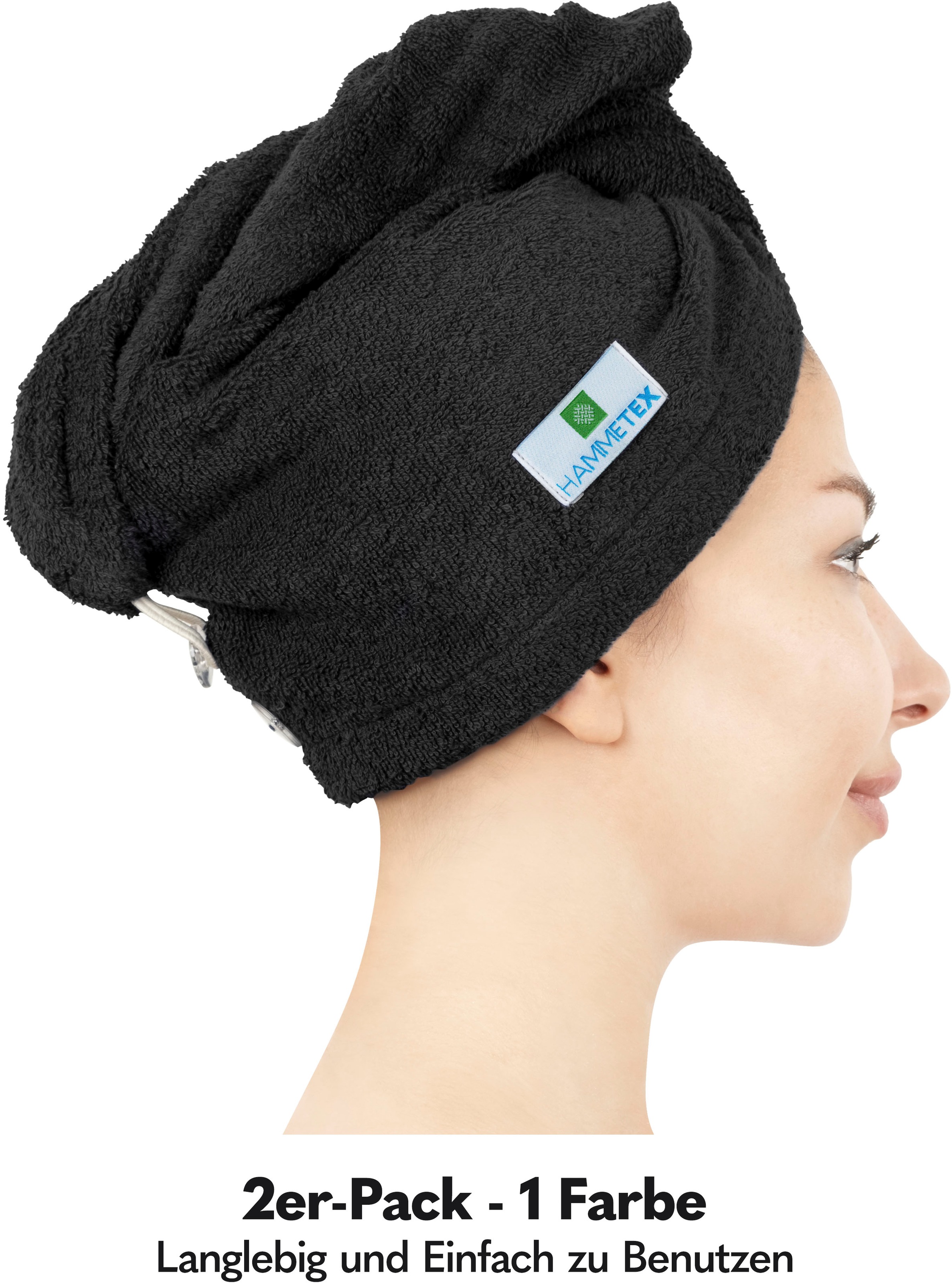 HAMMETEX Turban-Handtuch "2er Set Haarturban Damen, 100% Baumwolle, Flausch günstig online kaufen