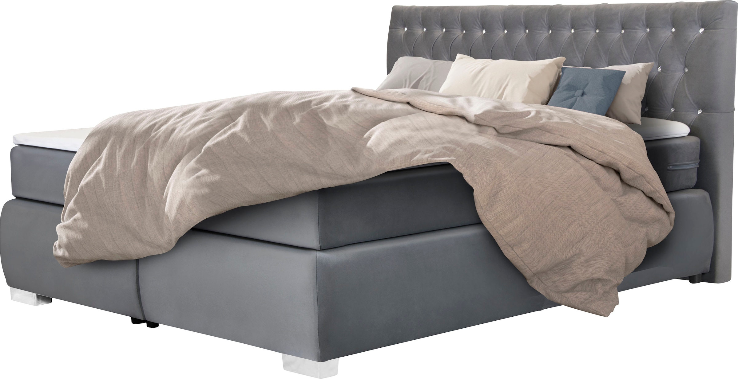 Leonique Boxspringbett »Rumba«, Taschenfederkern-Matratze in Härtegrad 3, in 4 Breiten, incl. Topper
