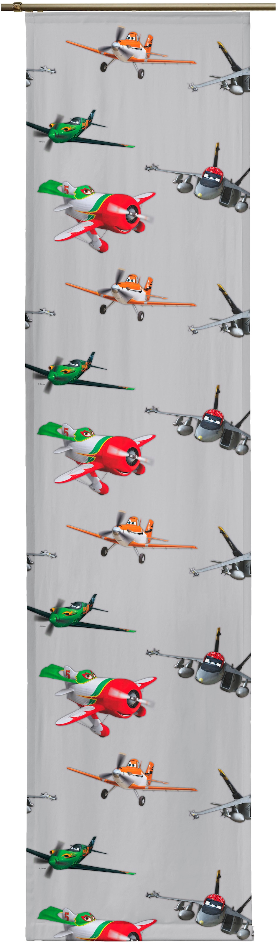 Schiebegardine WIRTH, B:60cm H:145cm, grau, Satin, Polyester, Gardinen, "Planes Delta", Disney