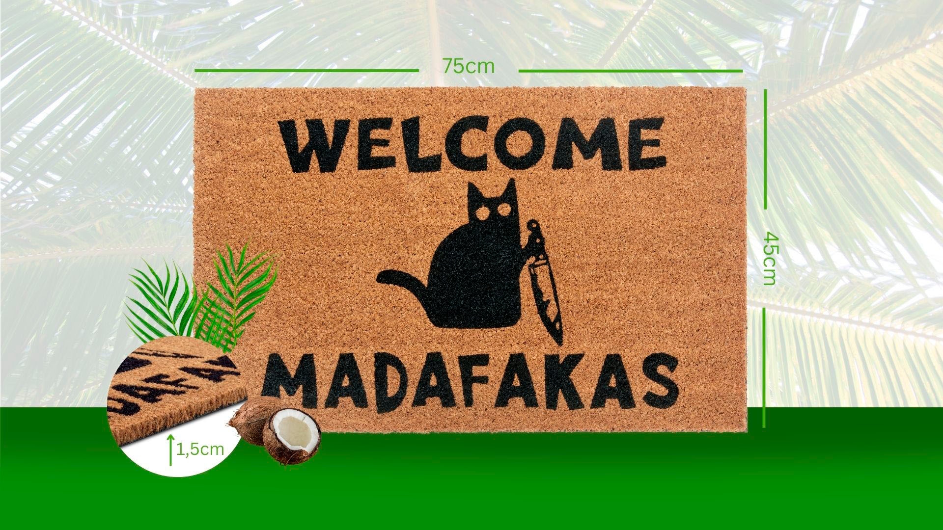 HANSE Home Fußmatte »Mix Mats Kokos Welcome Madafakas, Türmatte«, rechteckig, 15 mm Höhe, Kokos, Schmutzfangmatte, Outdoor, Rutschfest, Innen, Kokosmatte, Flur