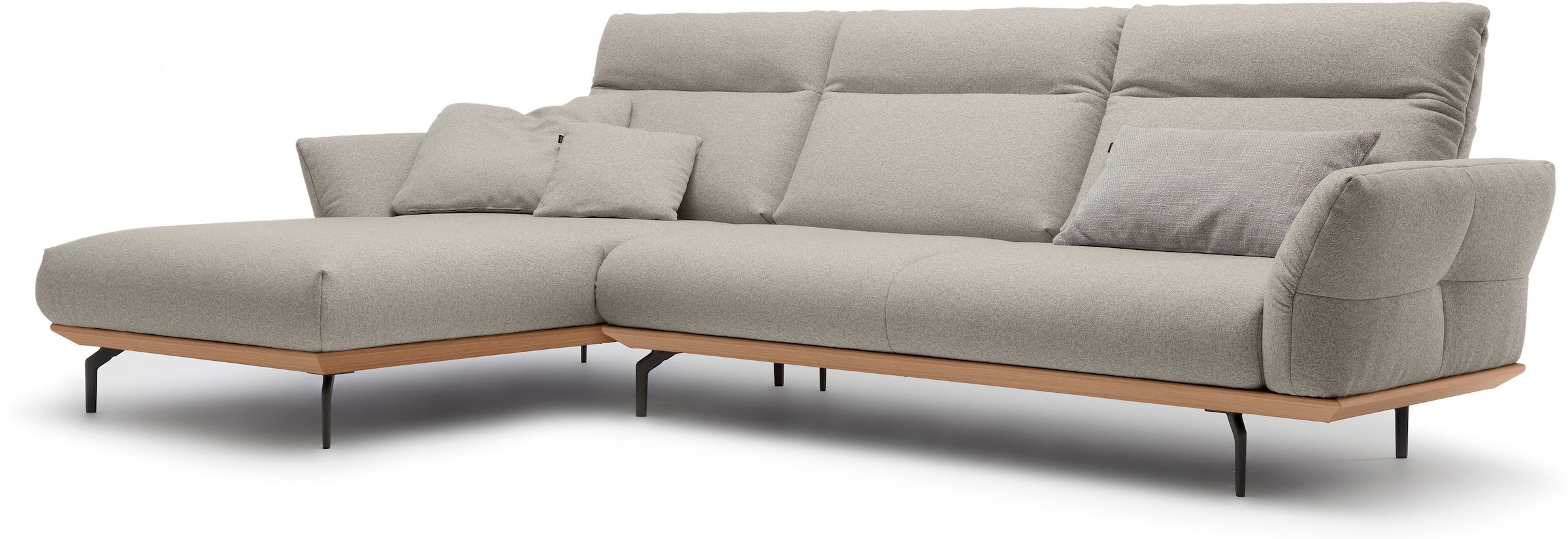 Creation BY ROLF BENZ Ecksofa »CR.460«, Sockel in Eiche, Winkelfüße in Umbragrau, Breite 318 cm
