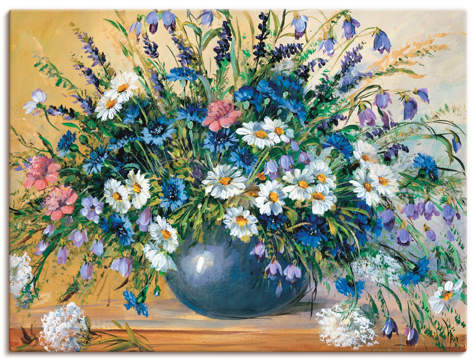 Artland Wandbild "Vase mit Kornblumen" Blumen 1 Stk. tlg. als Leinwandbild, günstig online kaufen