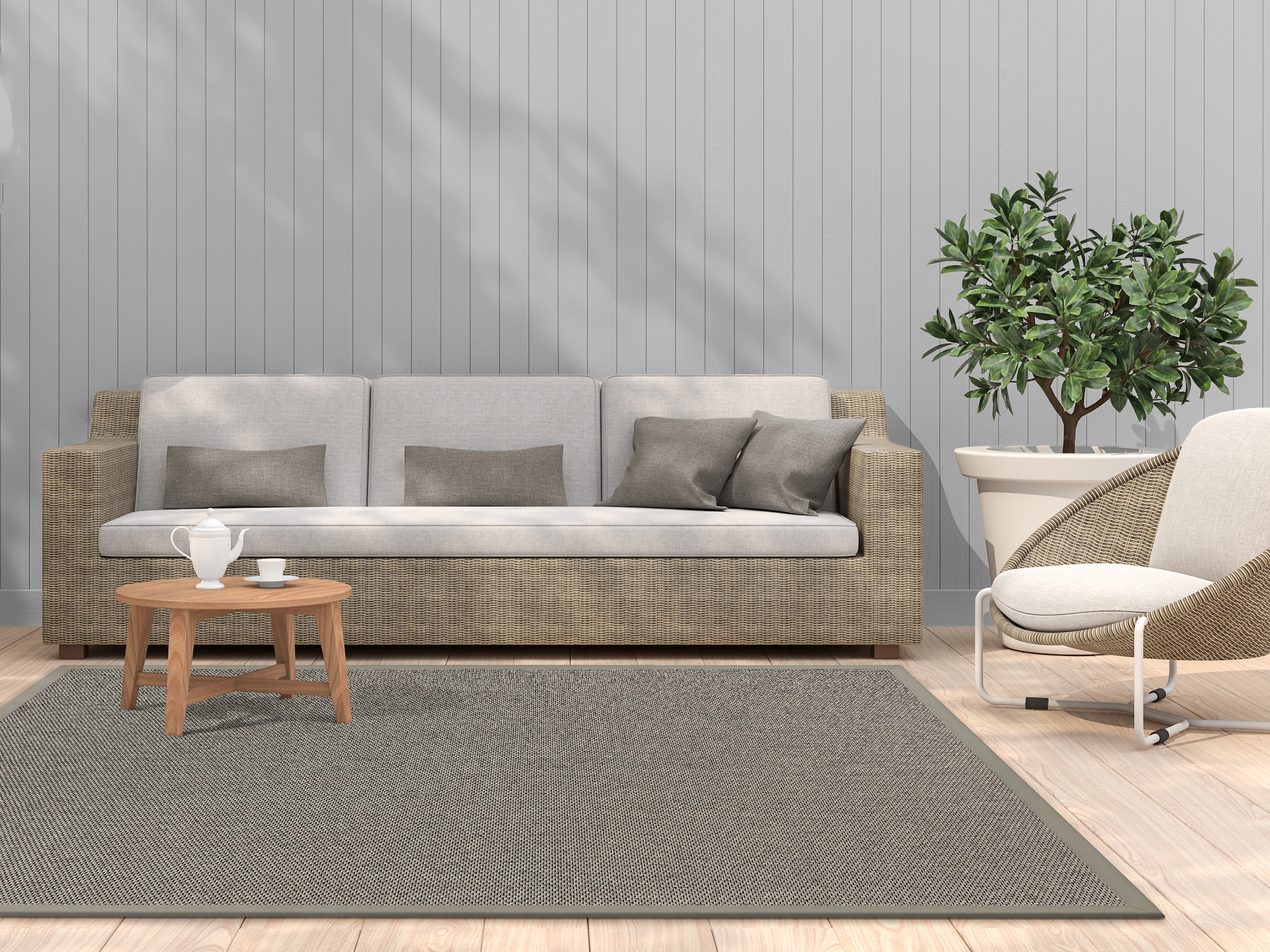 Teppich DEKOWE "Naturana Panama Spezial", braun (noche), B:160cm H:8mm L:200cm, Kunstfaser, Teppiche, Teppich, Flachgewebe, meliert, Sisal-Optik, mit Bordüre, Wohnzimmer