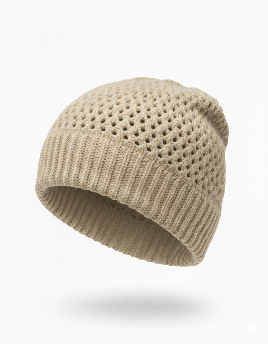 styleBREAKER Strickmütze "Strick Beanie Mütze mit Loch Muster" 1 Stk.