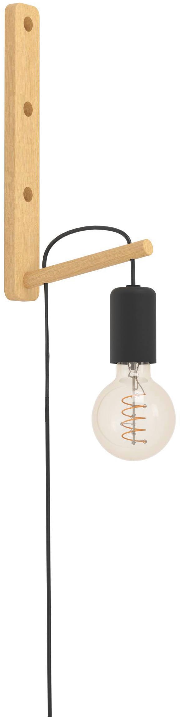 EGLO Wandleuchte »Pockley Wandlampe, Vintage Wohnzimmerlampe E27, Lampe höhenverstellbar« E27 1 Stk. Wand-/Deckenleuchte - L4,5 x H29,5 x AL16 cm - braun, schwarz