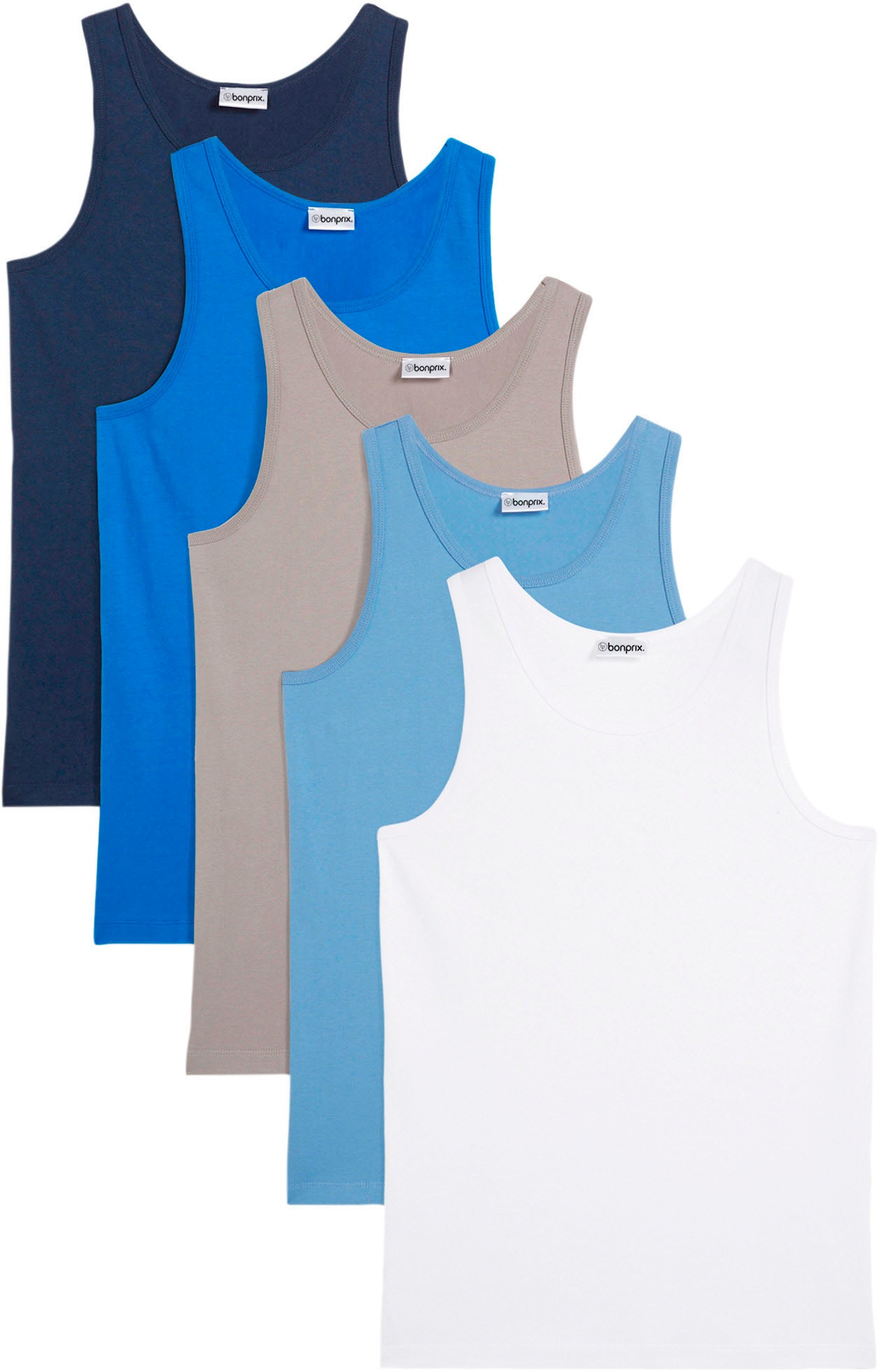 BONPRIX Jungen Unterhemd, Gr. 128, blau, Obermaterial: 95% Baumwolle, 5% Elasthan, Unterhemden, für den täglichen Gebrauch, aus Baumwolle mit