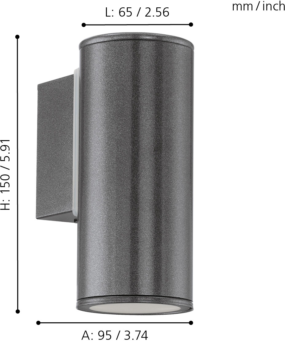 EGLO Wandleuchte "RIGA" GU10 Warmweiß Wand-/Deckenleuchte, L6,5 x H15 x AL9 günstig online kaufen