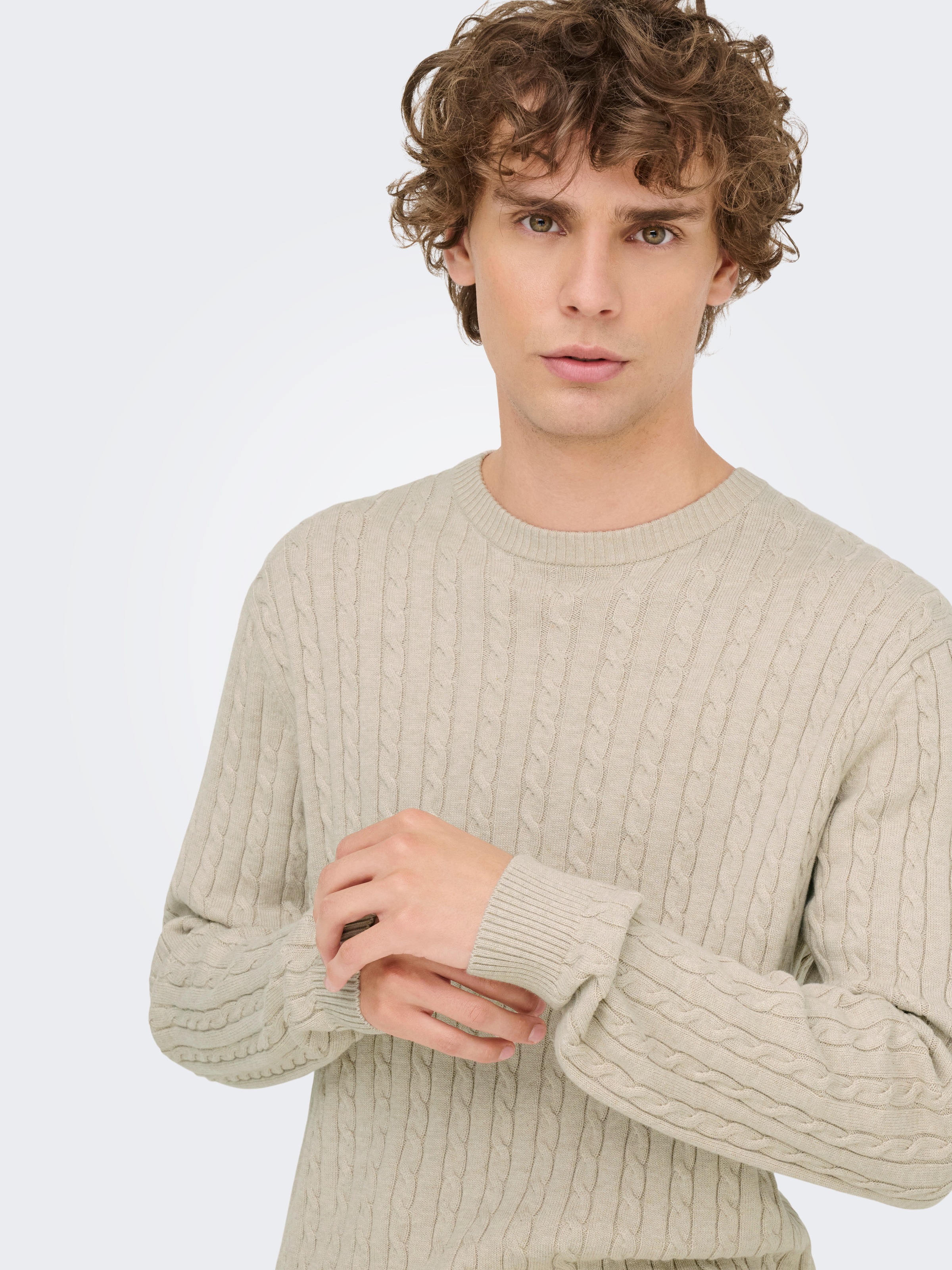 ONLY & SONS Strickpullover "ONSLOUI REG 12 CABEL CREW KNIT NOOS" günstig online kaufen