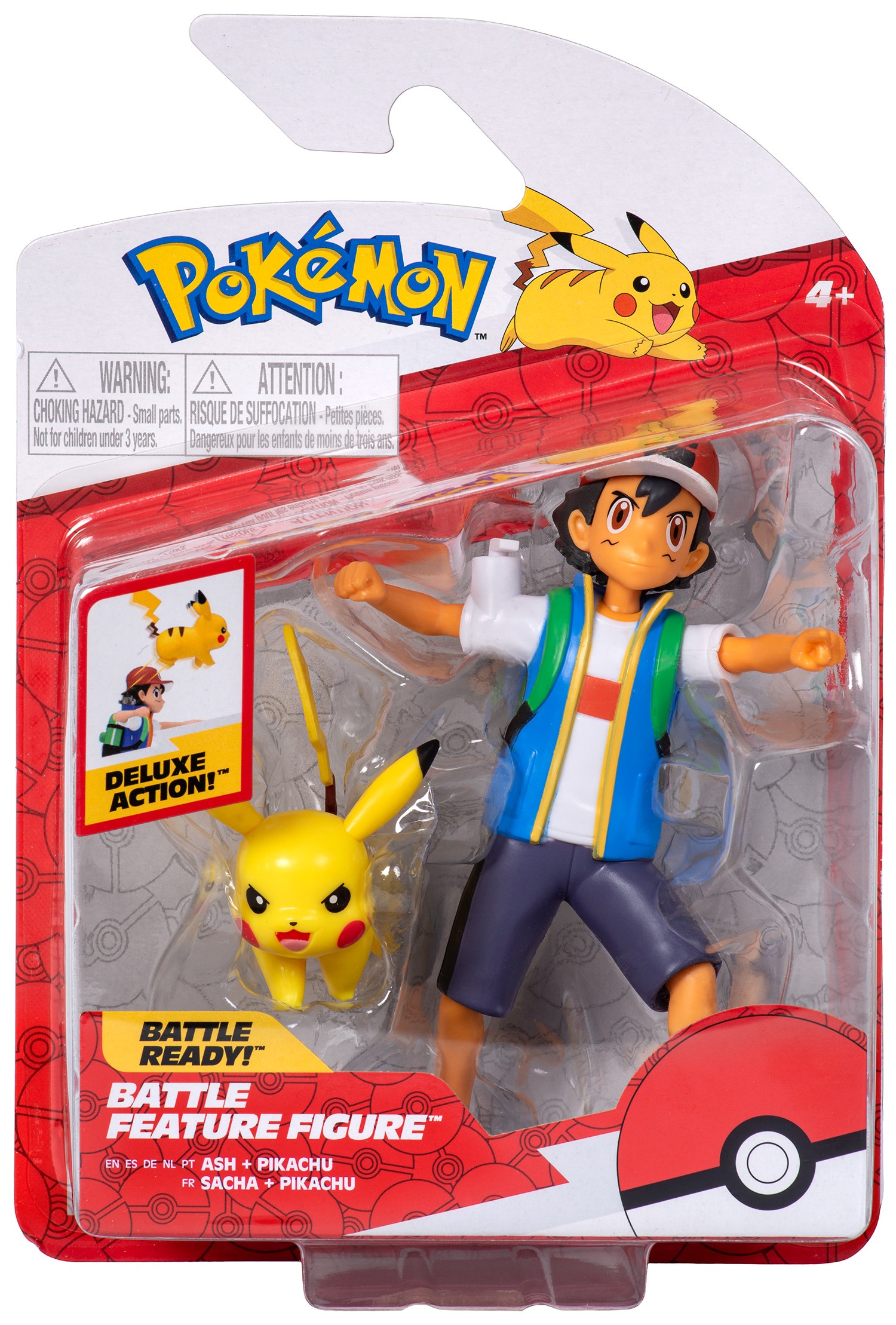 Jazwares Merchandise-Figur »Pokémon - Battle Feature Figuren Pack - Ash & Pikachu«, (Set, 2 tlg.)