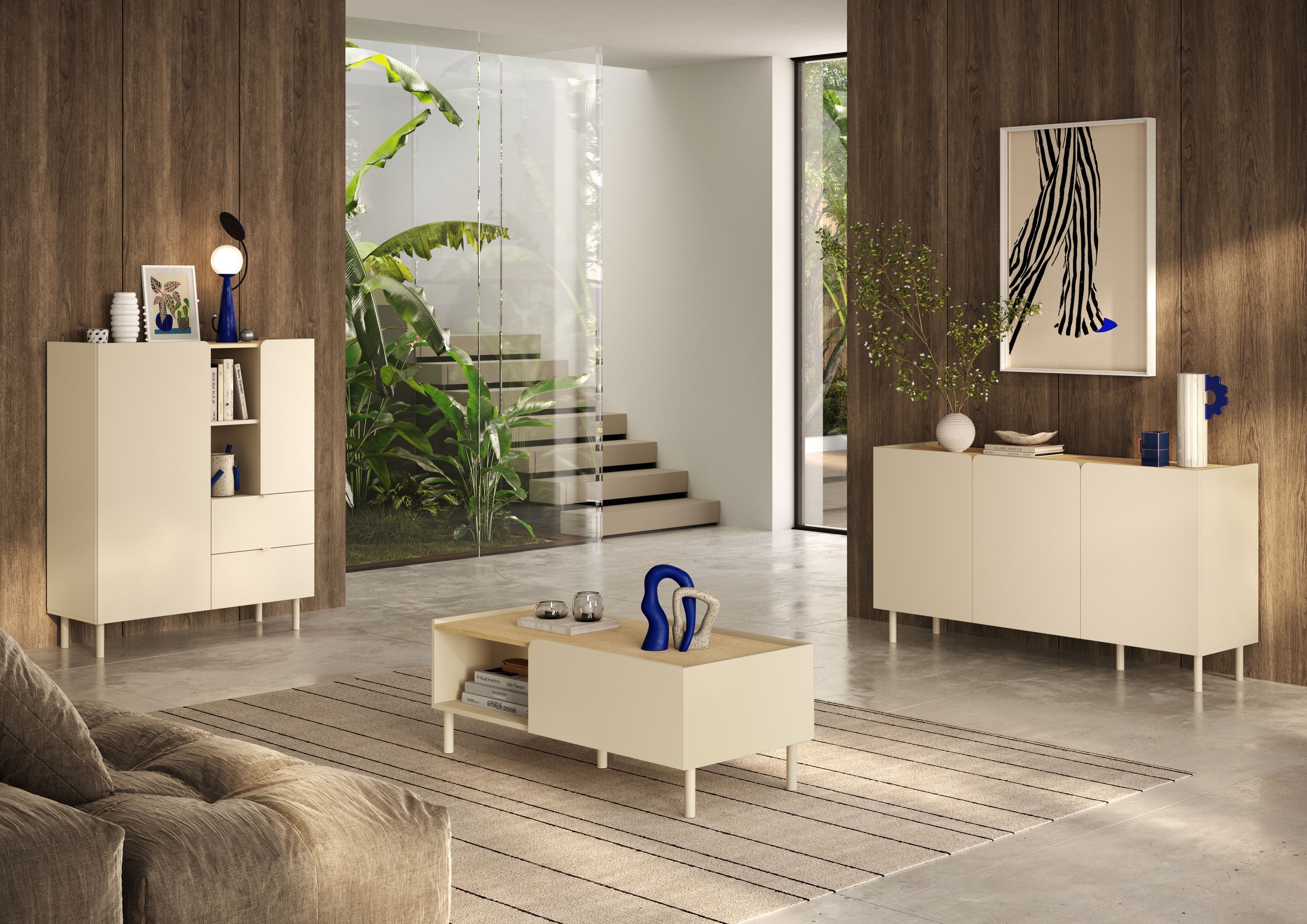 OTTO home Sideboard »Dobbiaco, 152 cm breit, 3 Türen, Anrichte, Kommode, Stauraumschrank« Innenliegendes Top, gerade Metallfüße, Tür mit Rundung