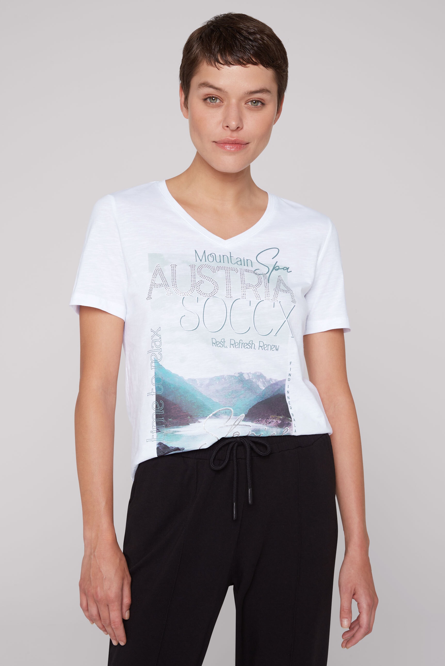 V-Shirt, aus Baumwolle