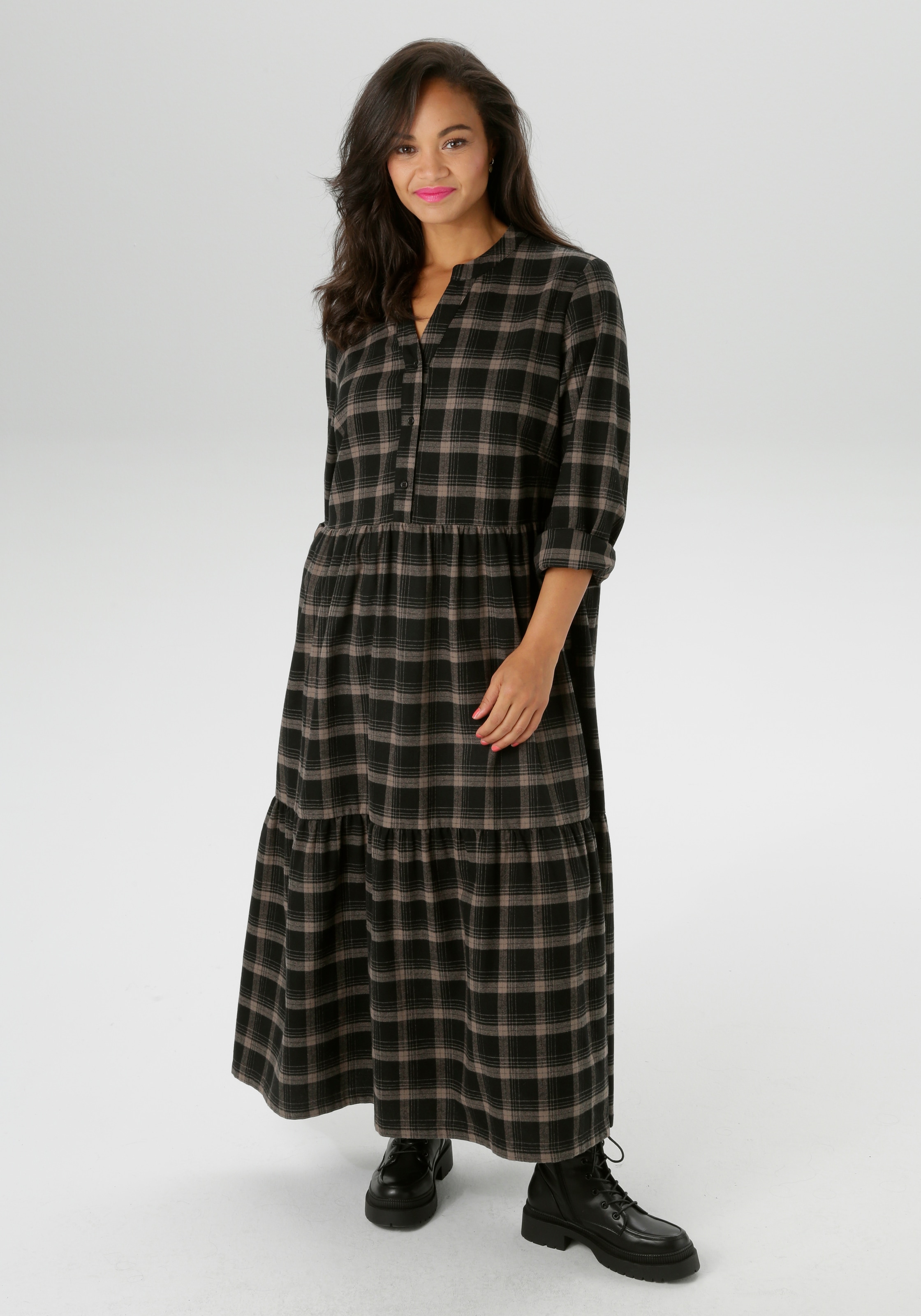 Aniston PLUS Karokleid, aus weicher Flanell mit Karo - NEUE KOLLEKTION günstig online kaufen