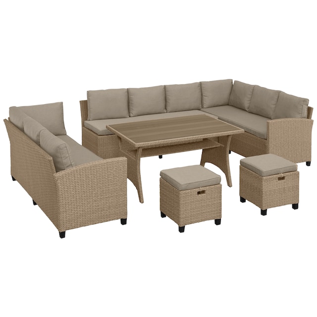 KONIFERA Gartenlounge-Set »Rotterdam«, (20 tlg.), 3 Sofas, 2 Hocker, Tisch  120x82 cm, Polyrattan online kaufen | BAUR