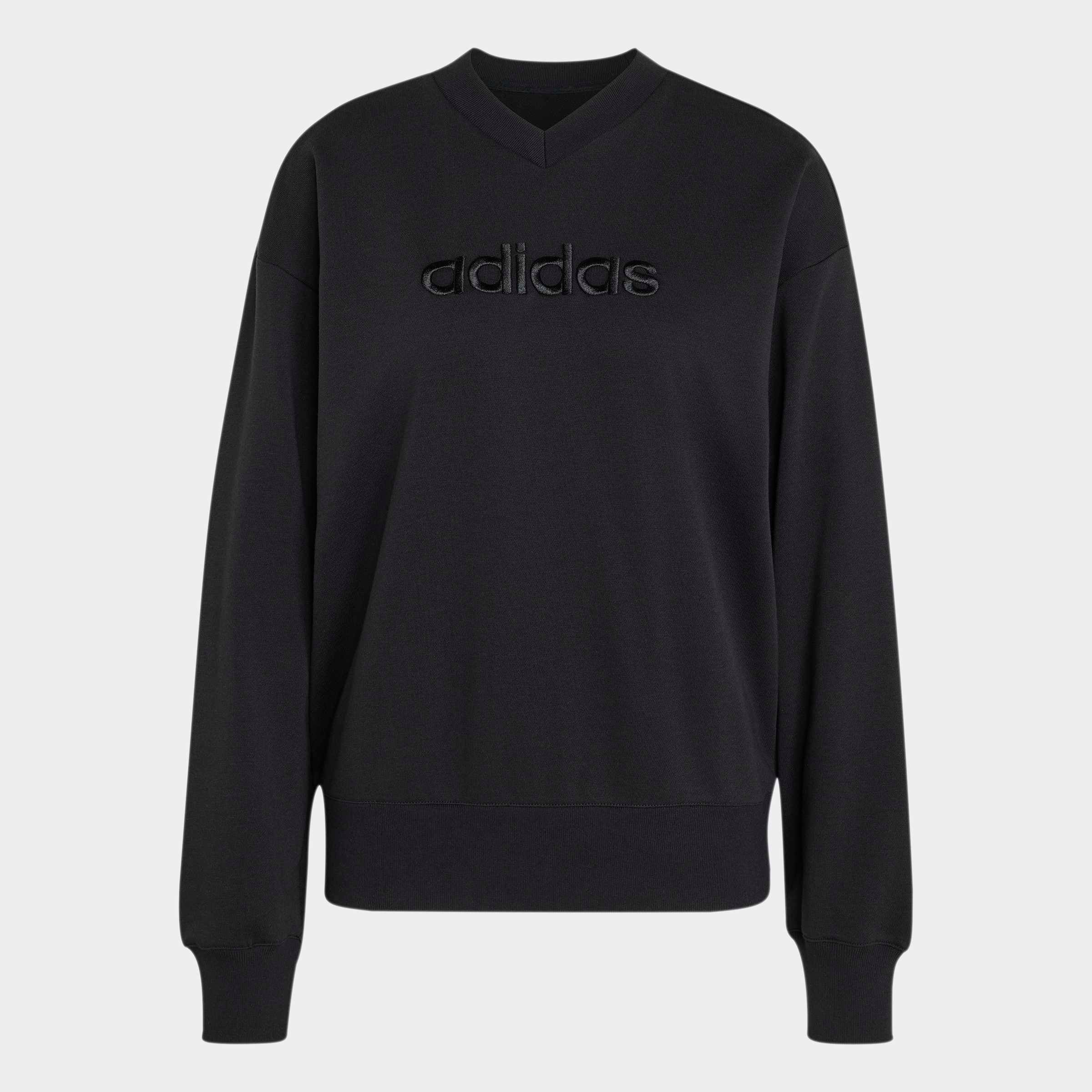adidas Sportswear Sweatshirt »SEASONAL ESSENTIALS SATIN-, V-AUSSCHNITT«, mit V-Ausschnitt, ohne Verschluss, in normaler Länge
