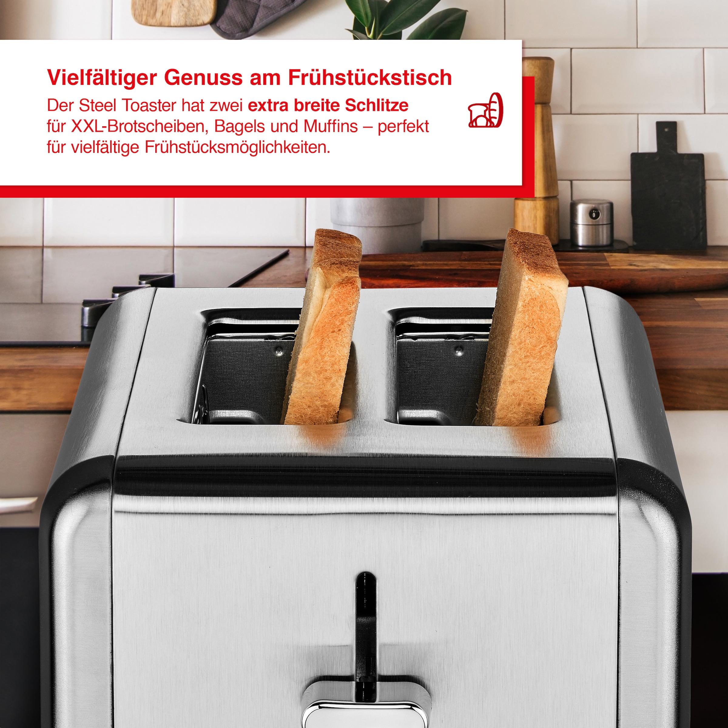 SOLIS OF SWITZERLAND Toaster »Steel Toaster (Typ 8002)«, 2 kurze Schlitze, 925 W, mit 2 Schlitzen, Edelstahl