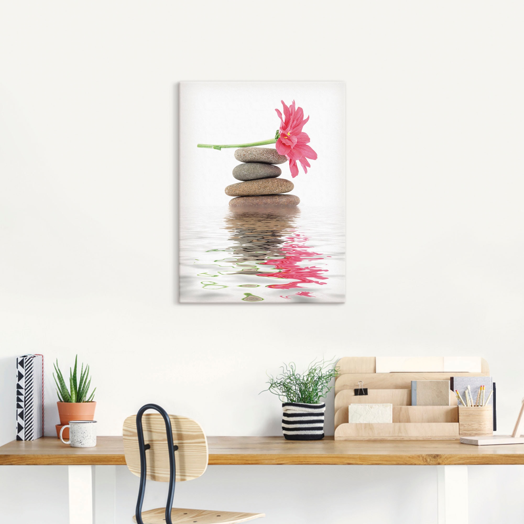 Artland Wandbild »Zen Spa Steine mit Blumen I«, Zen, (1 St.), als Leinwandbild, Poster in verschied. Größen