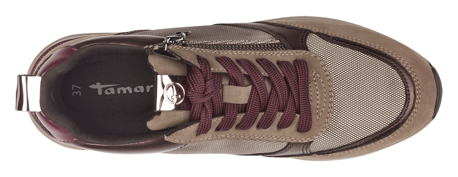 Tamaris Keilsneaker, Freizeitschuh, Halbschuh, Schnürschuh, trendige Metallic-Details