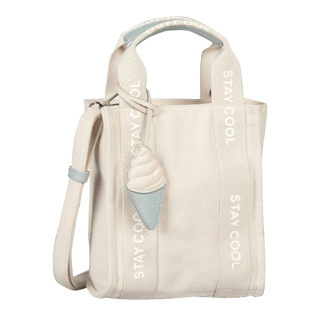 TOM TAILOR Denim Shopper »Azura« Damen Umhängetasche, mit süßem Softeis-Hörnchen Anhänger