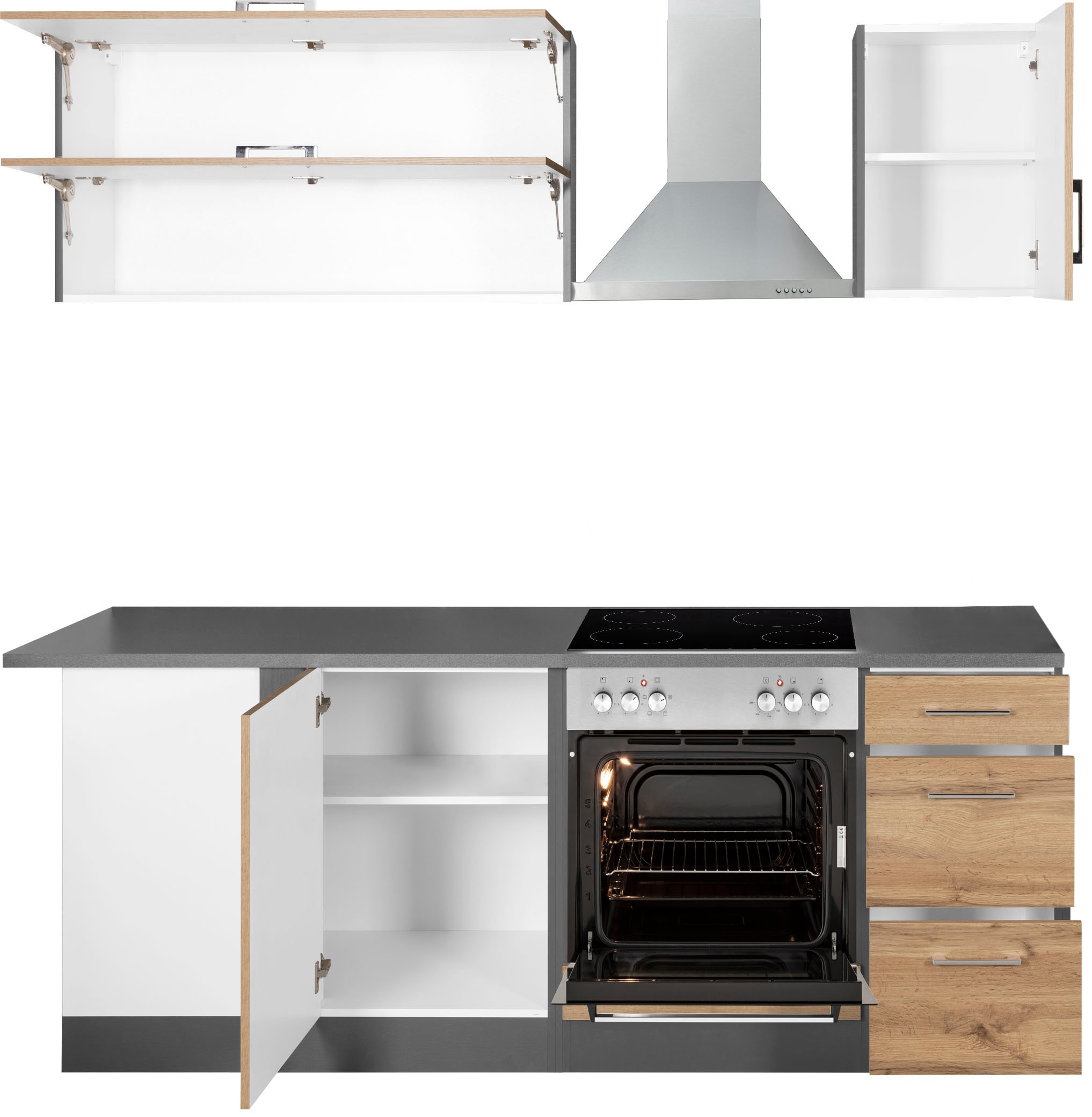 KOCHSTATION Winkelküche »KS-Colmar«, mit E-Geräten, Stellbreite 210/210 cm