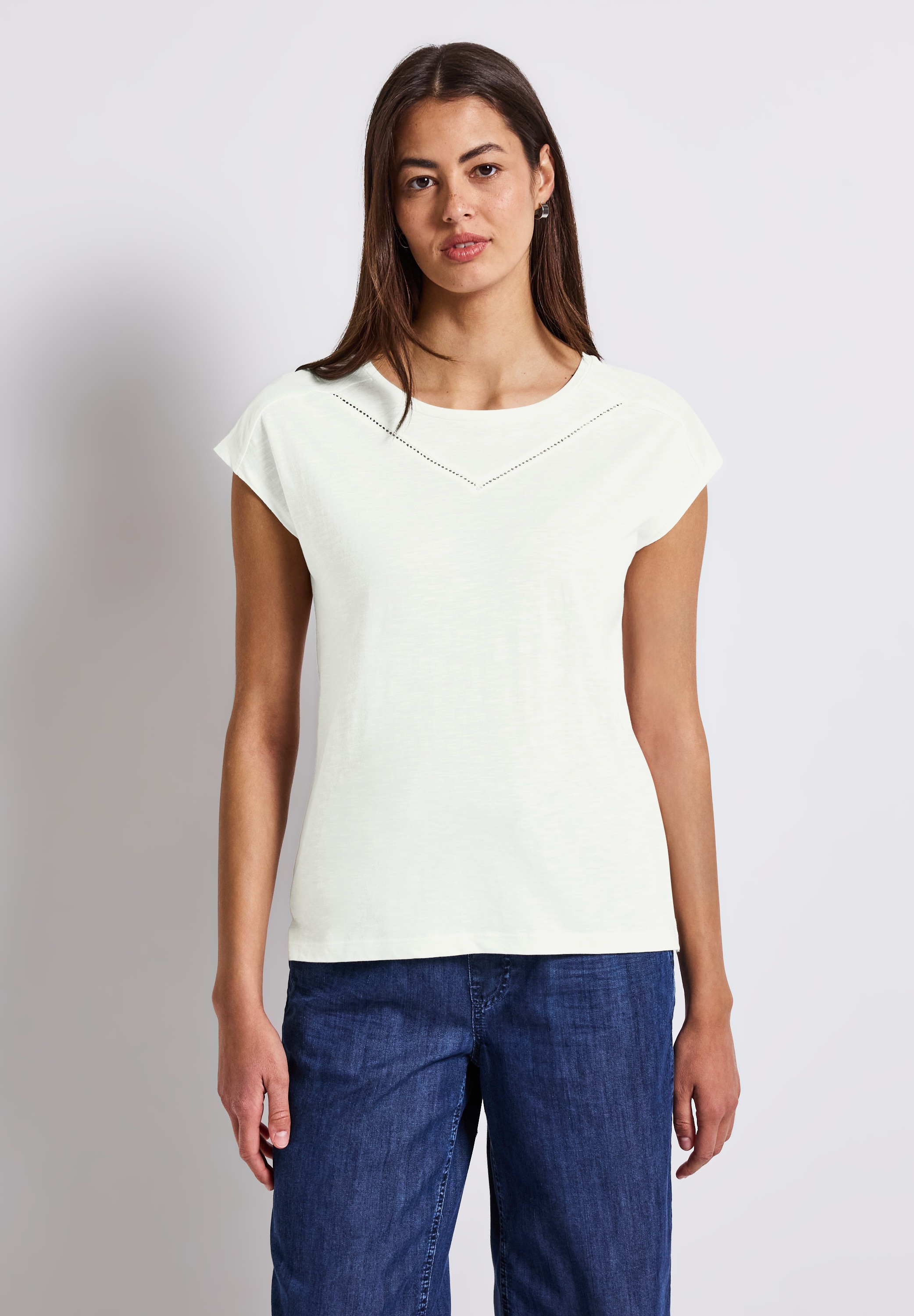 STREET ONE T-Shirt, mit Materialmix günstig online kaufen