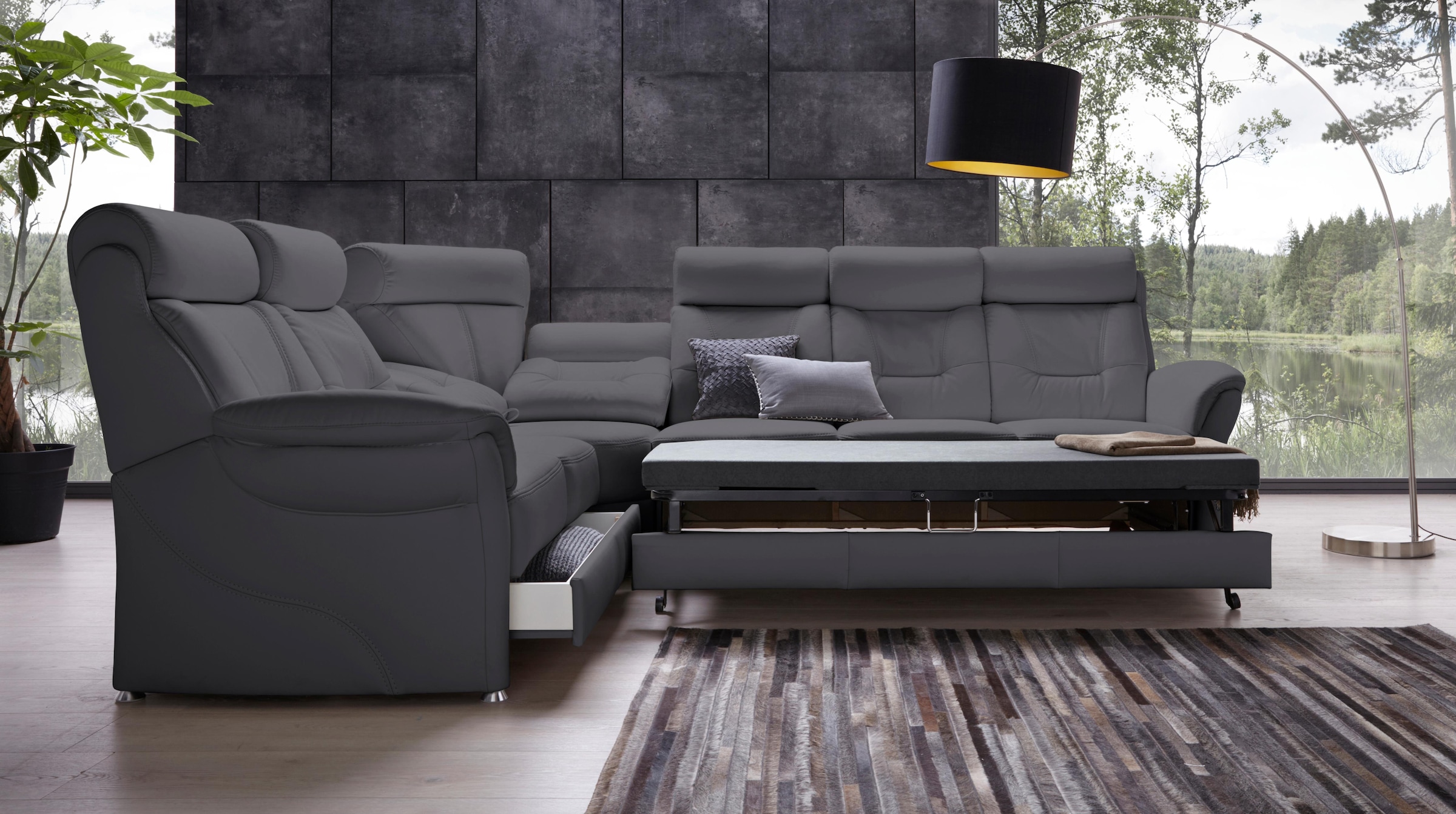 Places of Style Ecksofa »Sardinien L-Form«, mit Kopfteilverstellung, wahlweise mit Bettfunktion