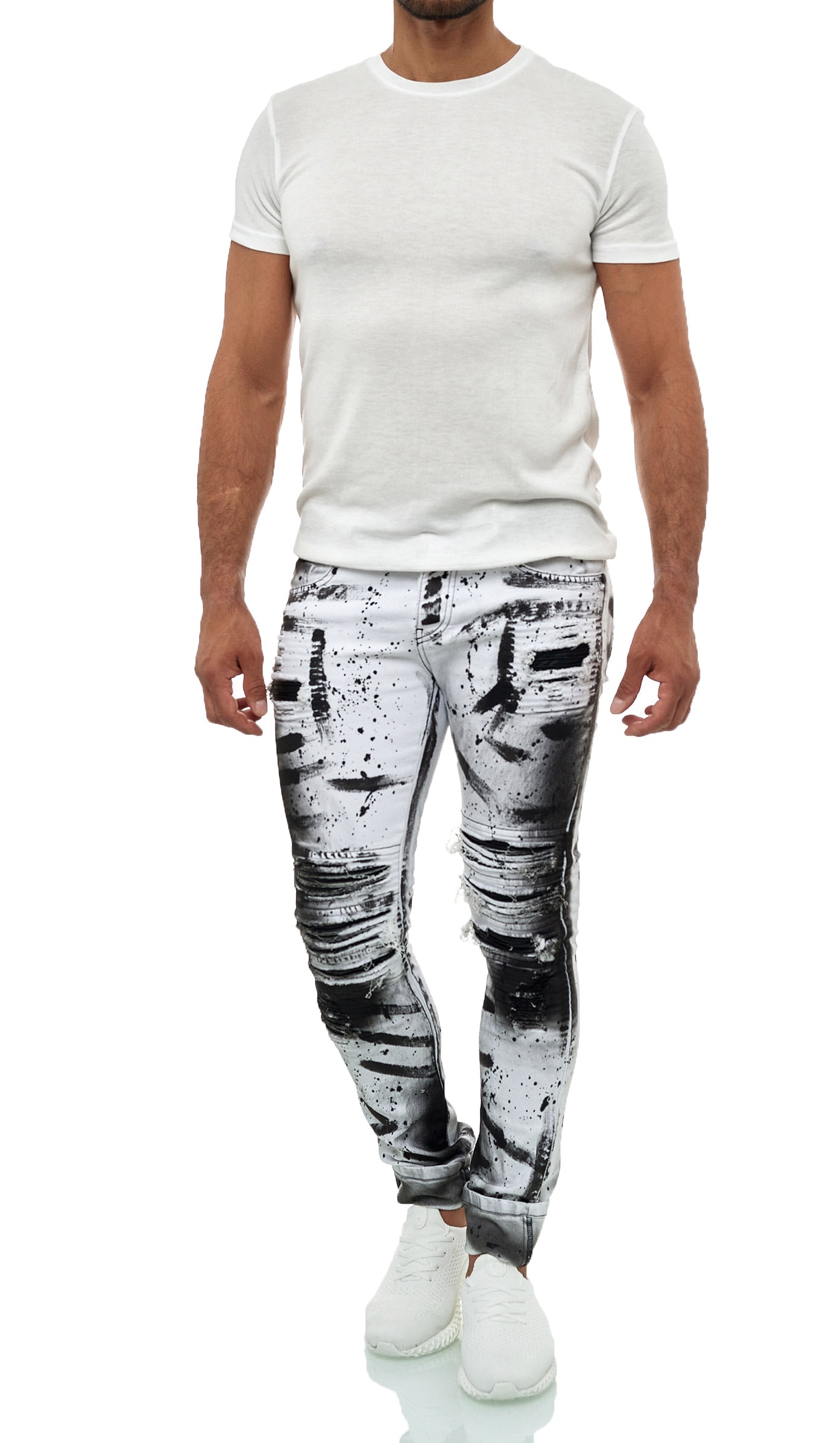 KINGZ Slim-fit-Jeans, mit ausgefallener Batik-Waschung