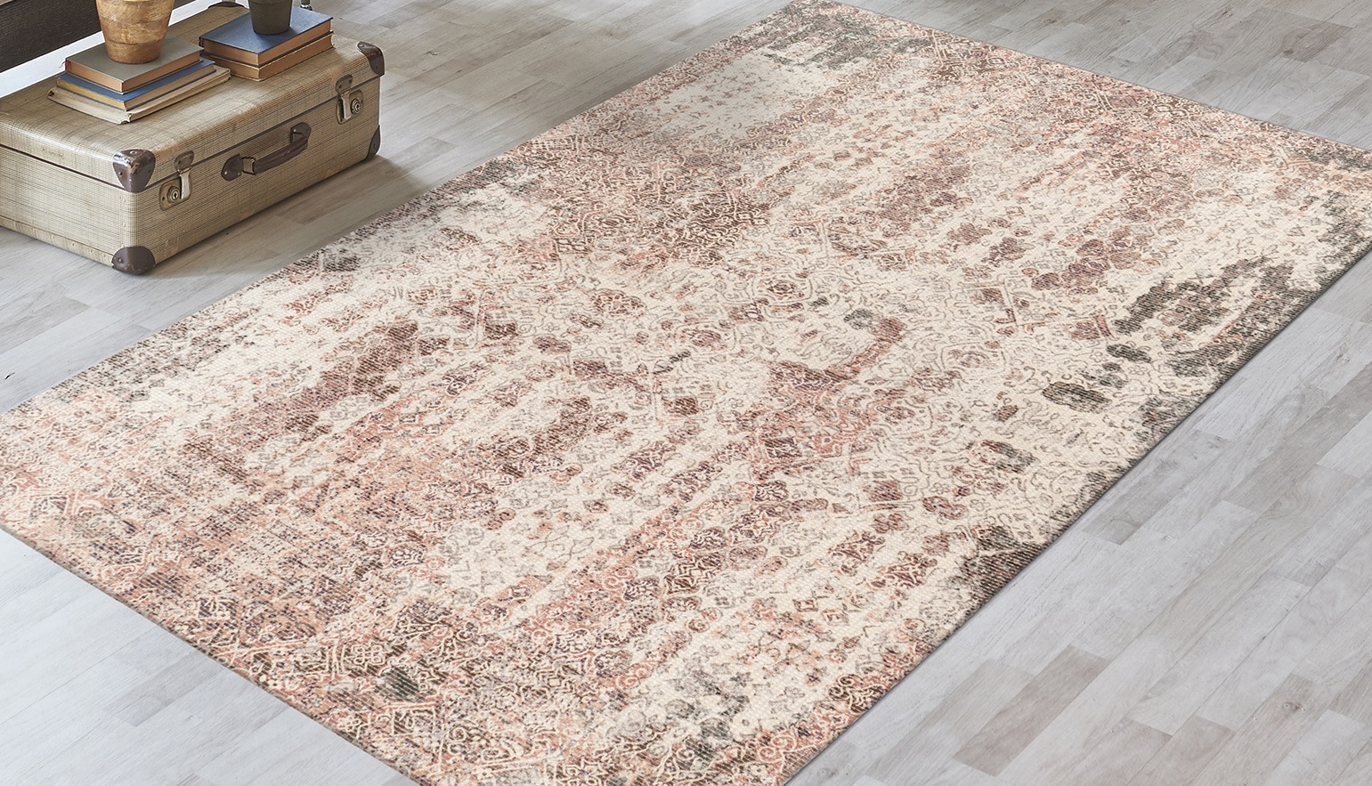 Teppich KAYOOM "Perry 225", braun (rost), B:160cm H:16mm L:230cm, Baumwolle, Teppiche, Teppich, digitaler Druck, verwaschenes Farbendesign, pflegeleicht