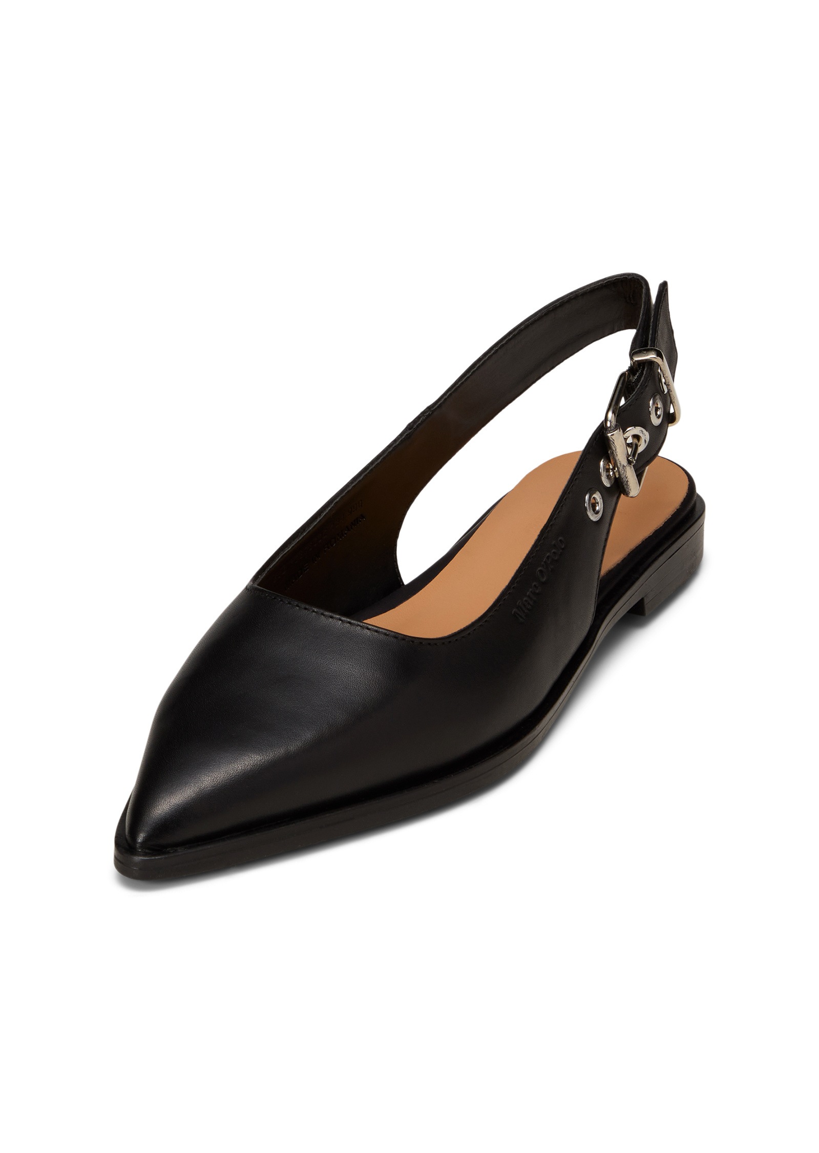 Ballerina MARC O'POLO "mit verstellbarem Riemen", Damen, Gr. 40, schwarz, Obermaterial: 100% Leder (Rind), unifarben, Schuhe Ballerina