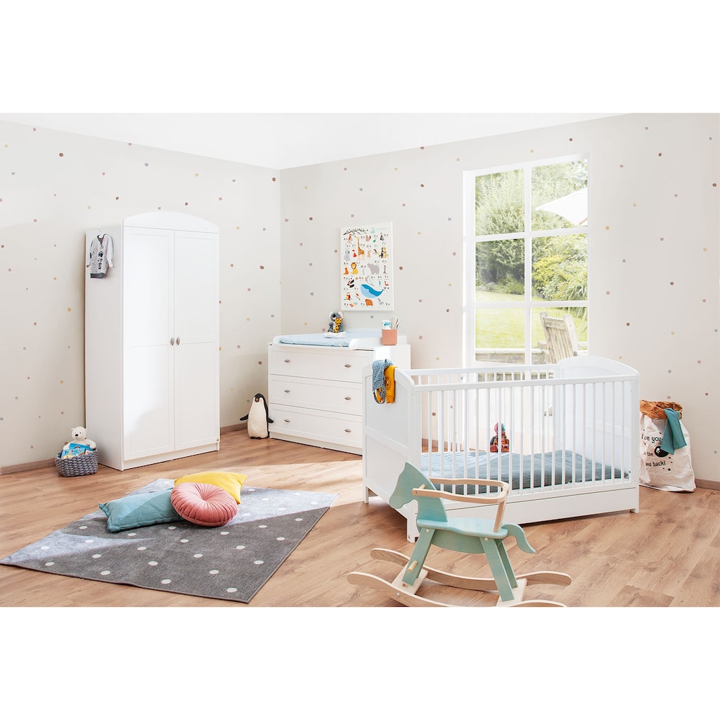 Pinolino® Babyzimmer-Komplettset »Laura, breit«, (Set, 3 St., Kinderbett, Schrank, Wickelkommode)